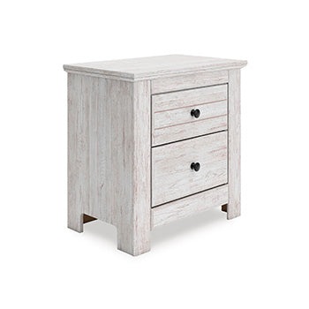 Tampa Furniture Outlet Lutz - Ashley Furniture - Makidern Bedroom - Two Drawer Night Stand / Whitewash - PCB1171-92