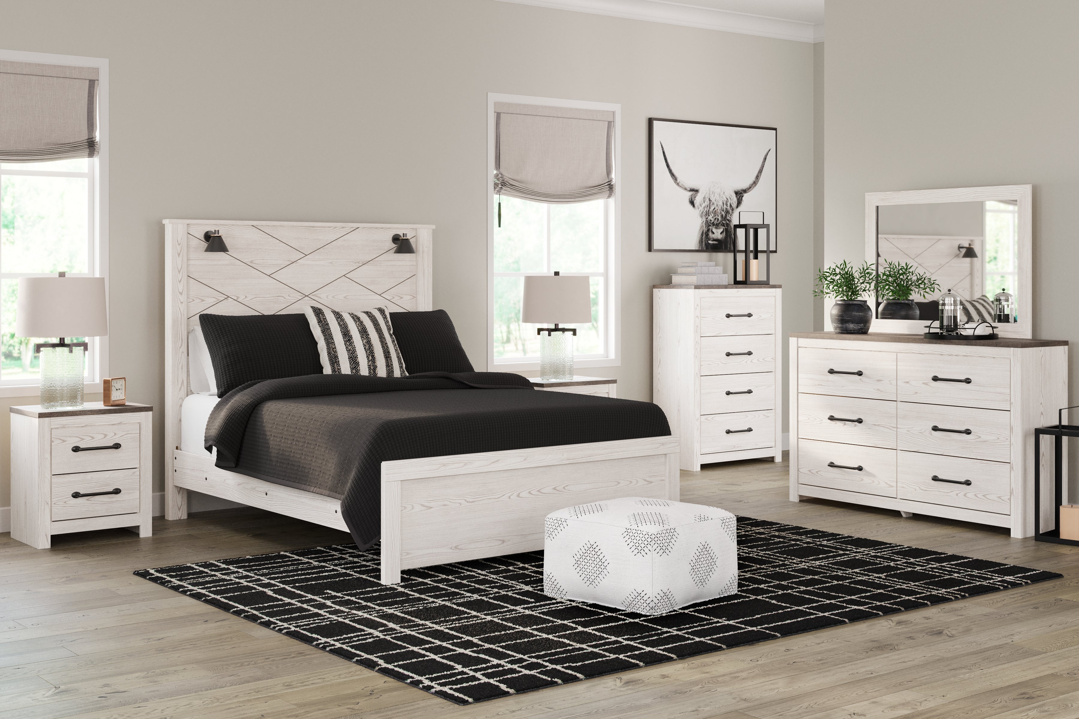 Tampa Furniture Outlet Lutz - Ashley Furniture - Gerridan Bedroom - Dresser and Mirror / White/Gray - B1190B1