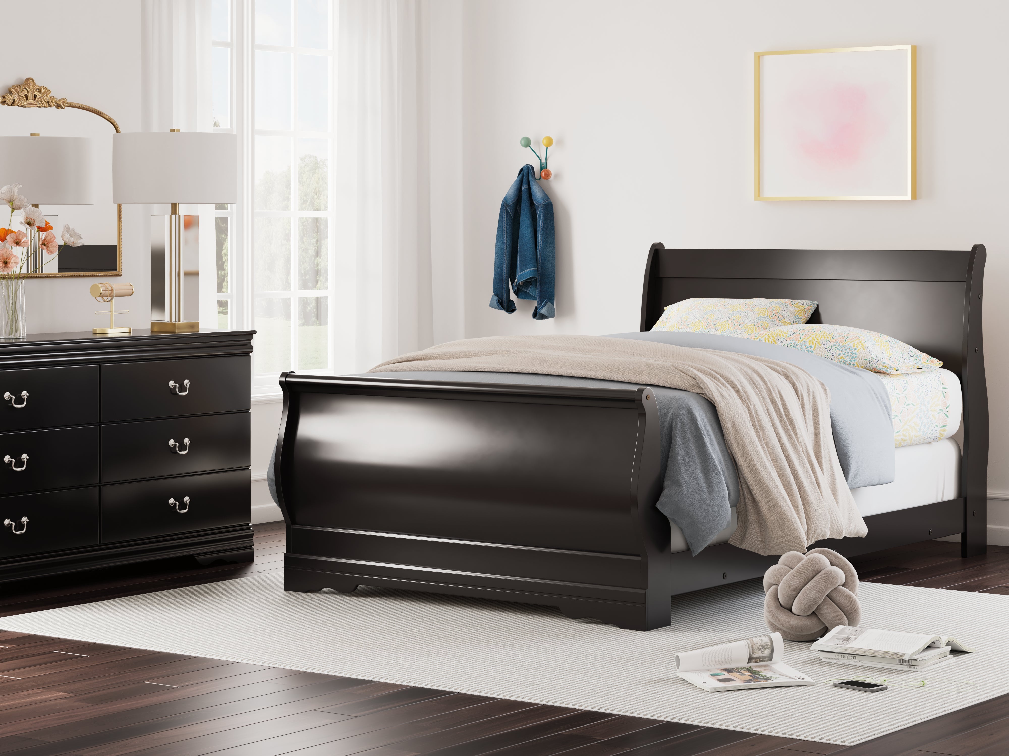 Tampa Furniture Outlet Lutz - Ashley Furniture - Huey Vineyard Bedroom - Full Sleigh Bed / Black - B128B9