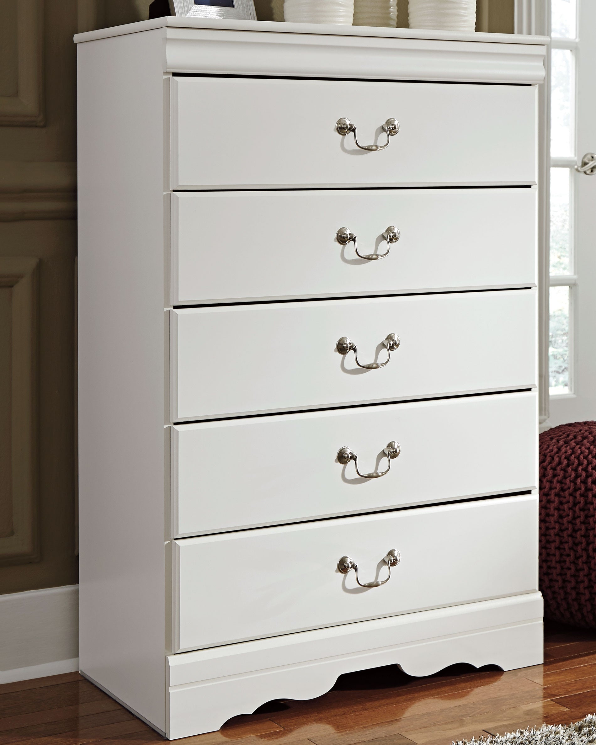 Tampa Furniture Outlet Lutz - Ashley Furniture - Anarasia Bedroom - Five Drawer Chest / White - B129-46
