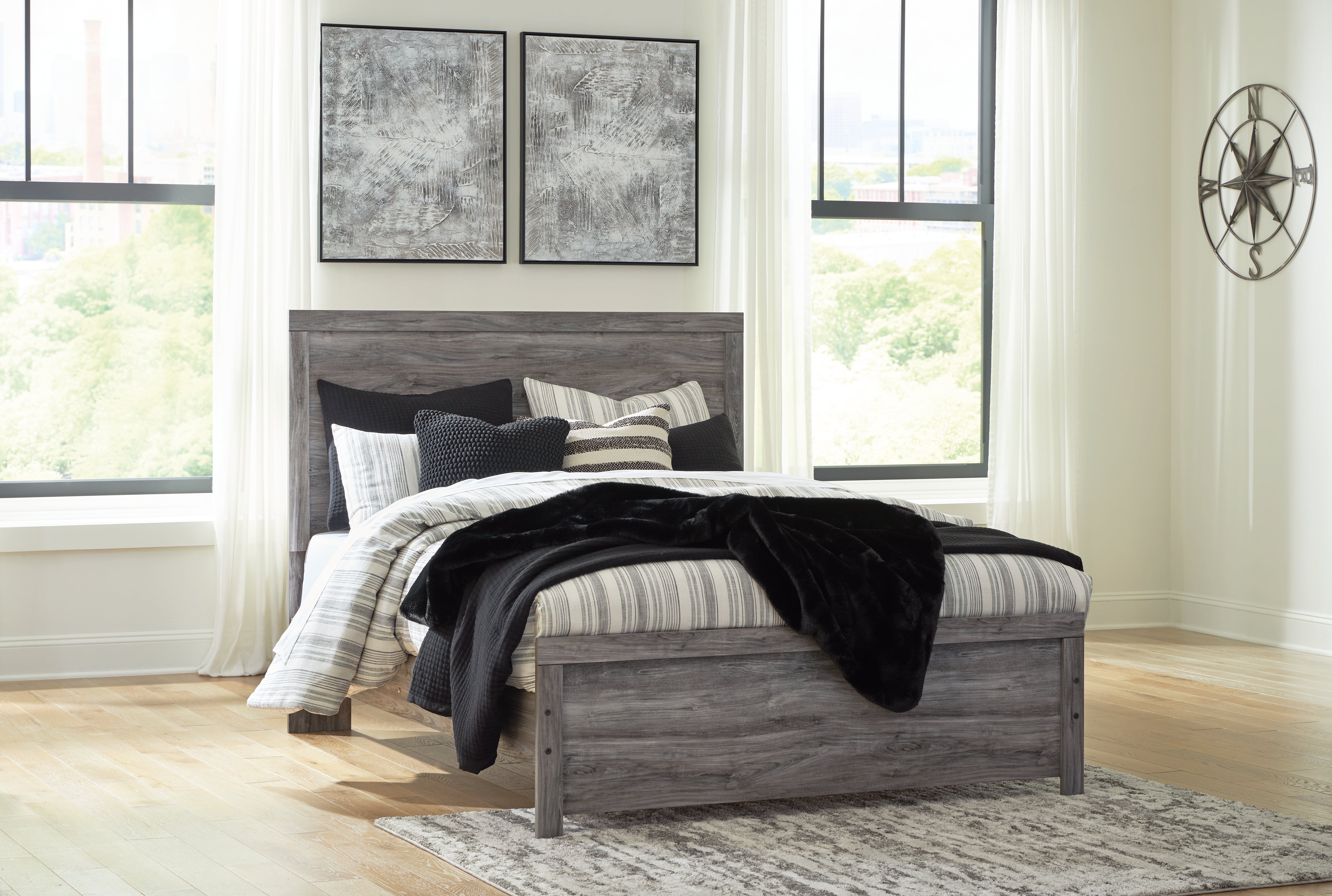 Tampa Furniture Outlet Lutz - Ashley Furniture - Bronyan Bedroom - Queen Panel Bed / Dark Gray - B1290B2