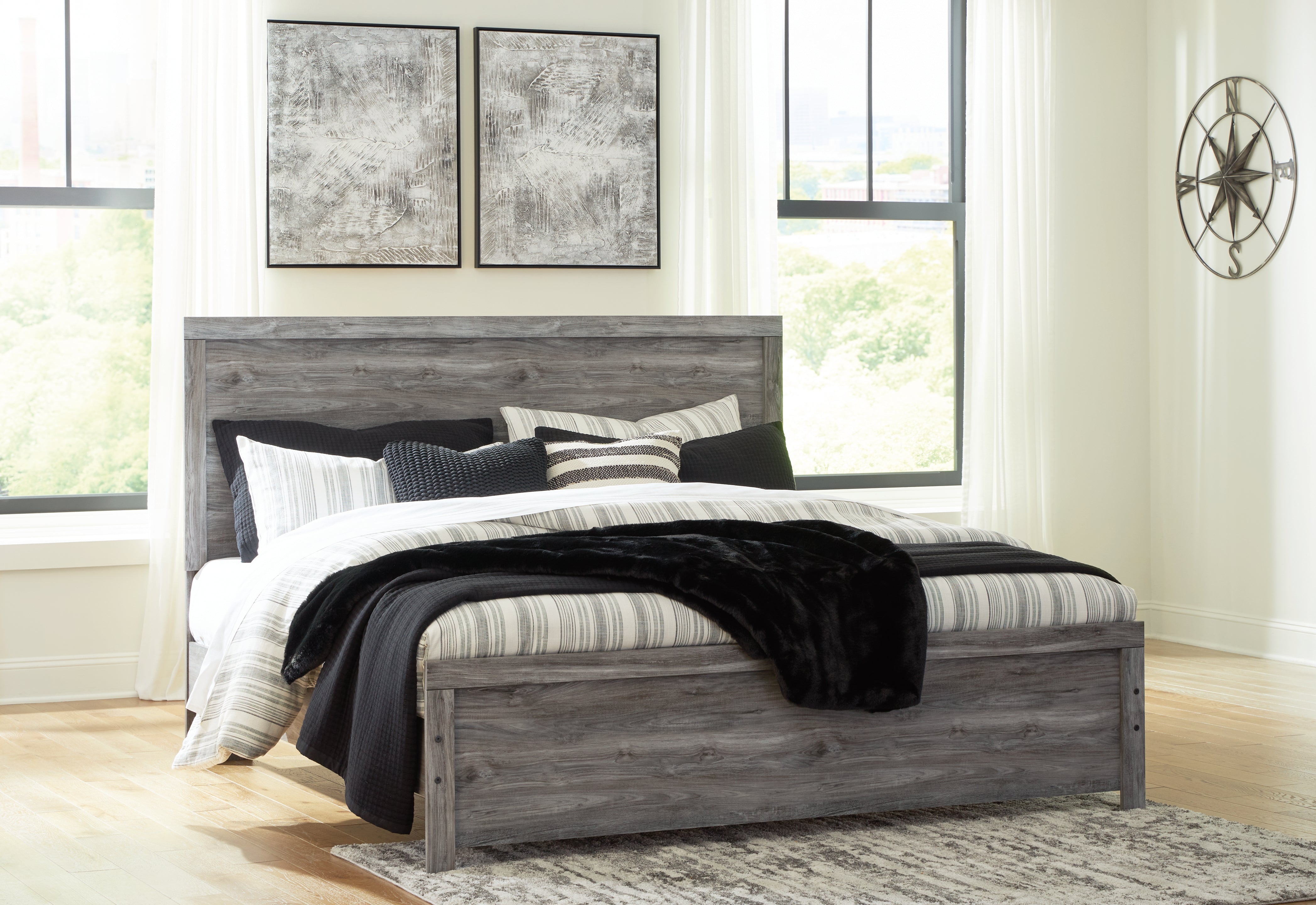 Tampa Furniture Outlet Lutz - Ashley Furniture - Bronyan Bedroom - King Panel Bed / Dark Gray - B1290B4