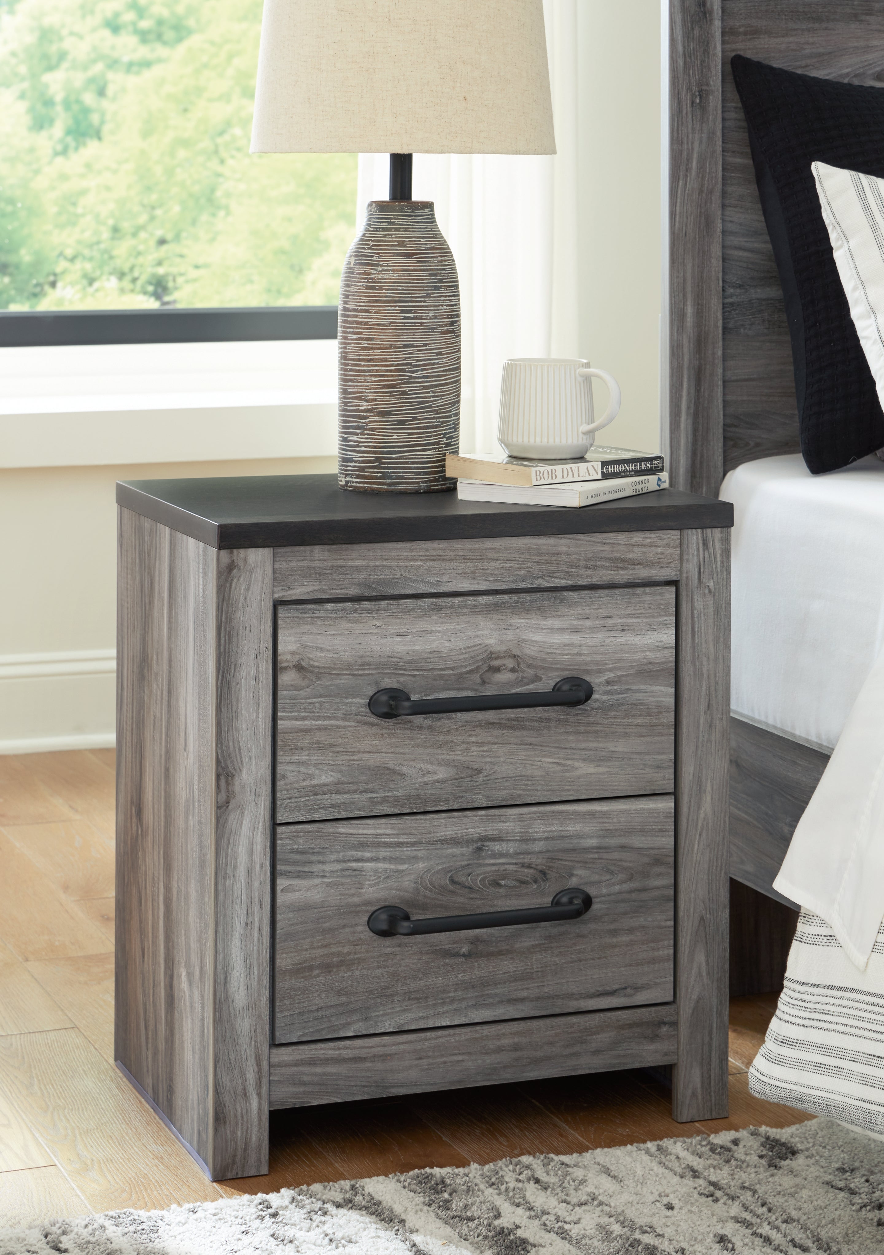 Tampa Furniture Outlet Lutz - Ashley Furniture - Bronyan Bedroom - Two Drawer Night Stand / Dark Gray - B1290-92