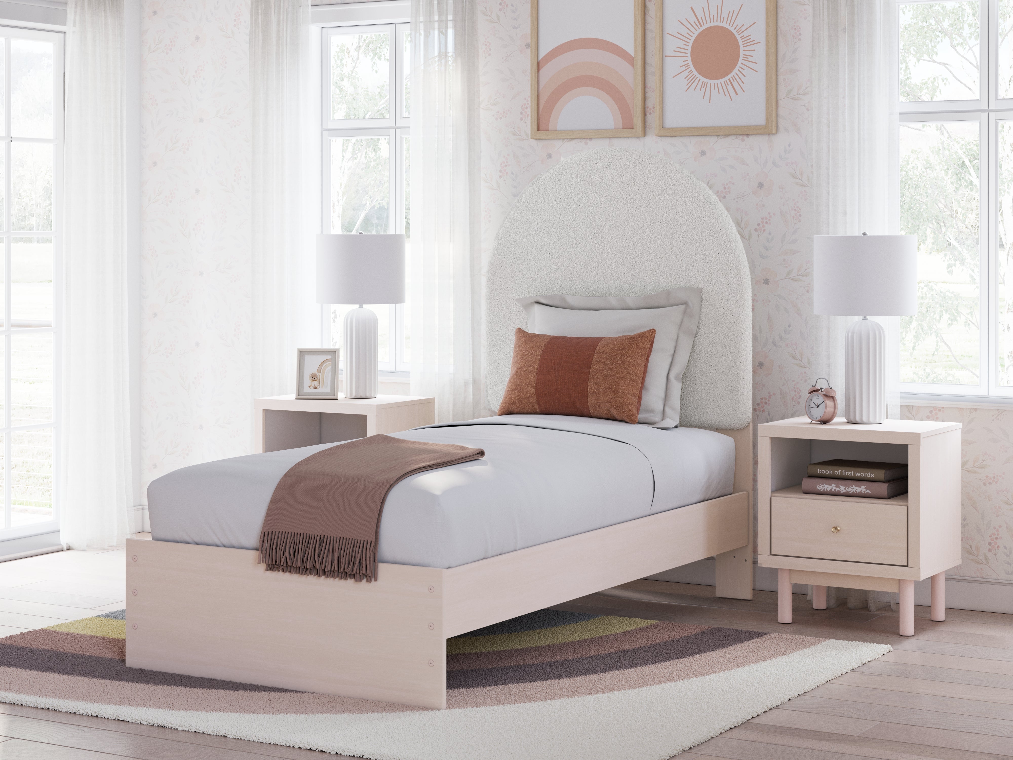 Tampa Furniture Outlet Lutz - Ashley Furniture - Wistenpine Bedroom - Twin Upholstered Panel Bed / Blush - B1323B8