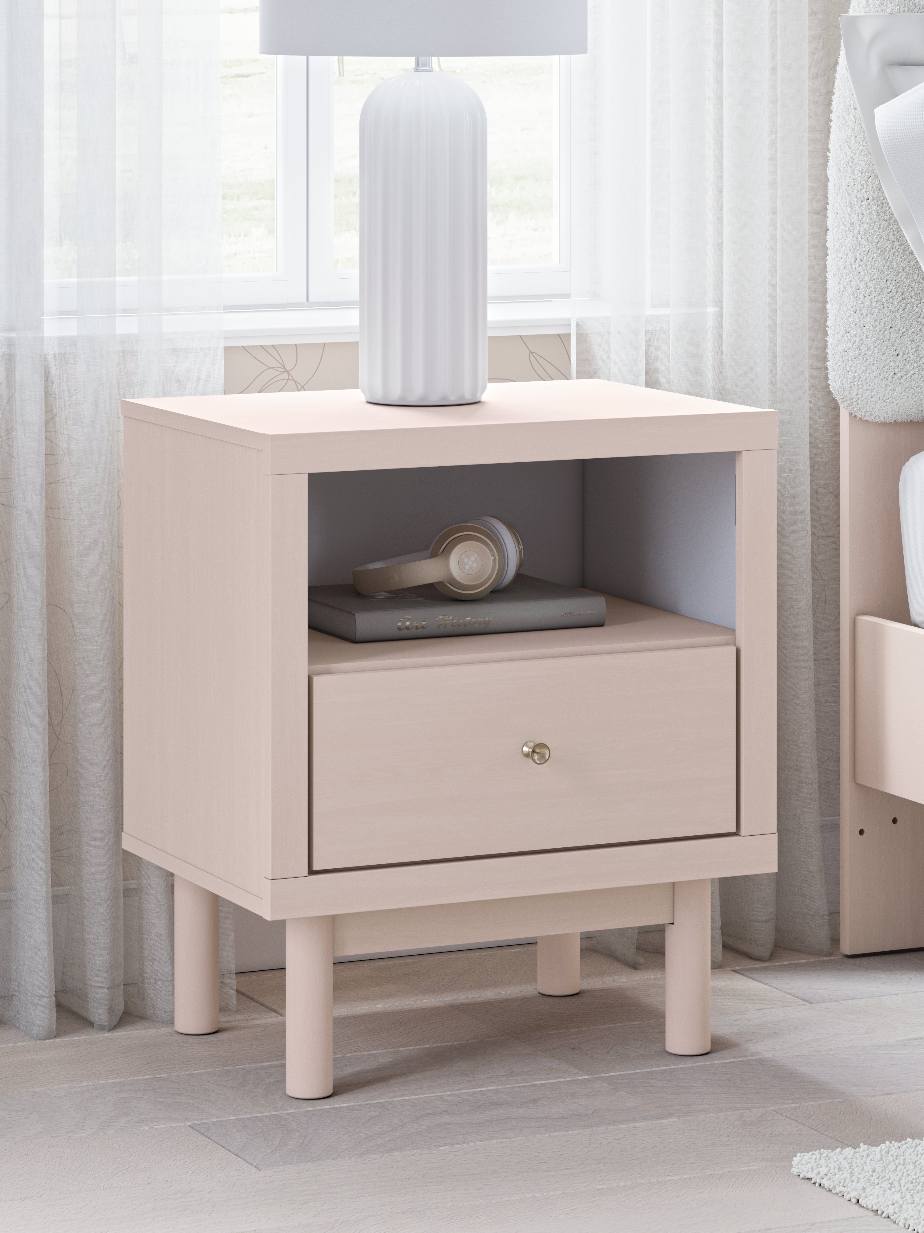Tampa Furniture Outlet Lutz - Ashley Furniture - Wistenpine Bedroom - One Drawer Night Stand / Blush - B1323-91