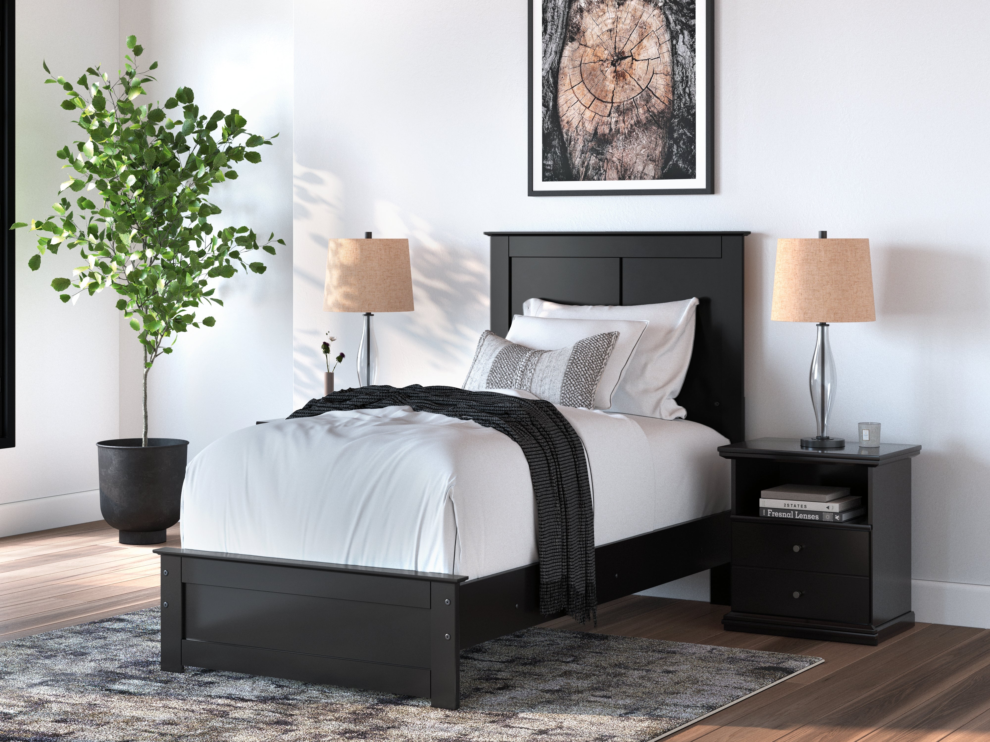 Tampa Furniture Outlet Lutz - Ashley Furniture - Maribel Bedroom - Twin Panel Bed / Black - B138B51