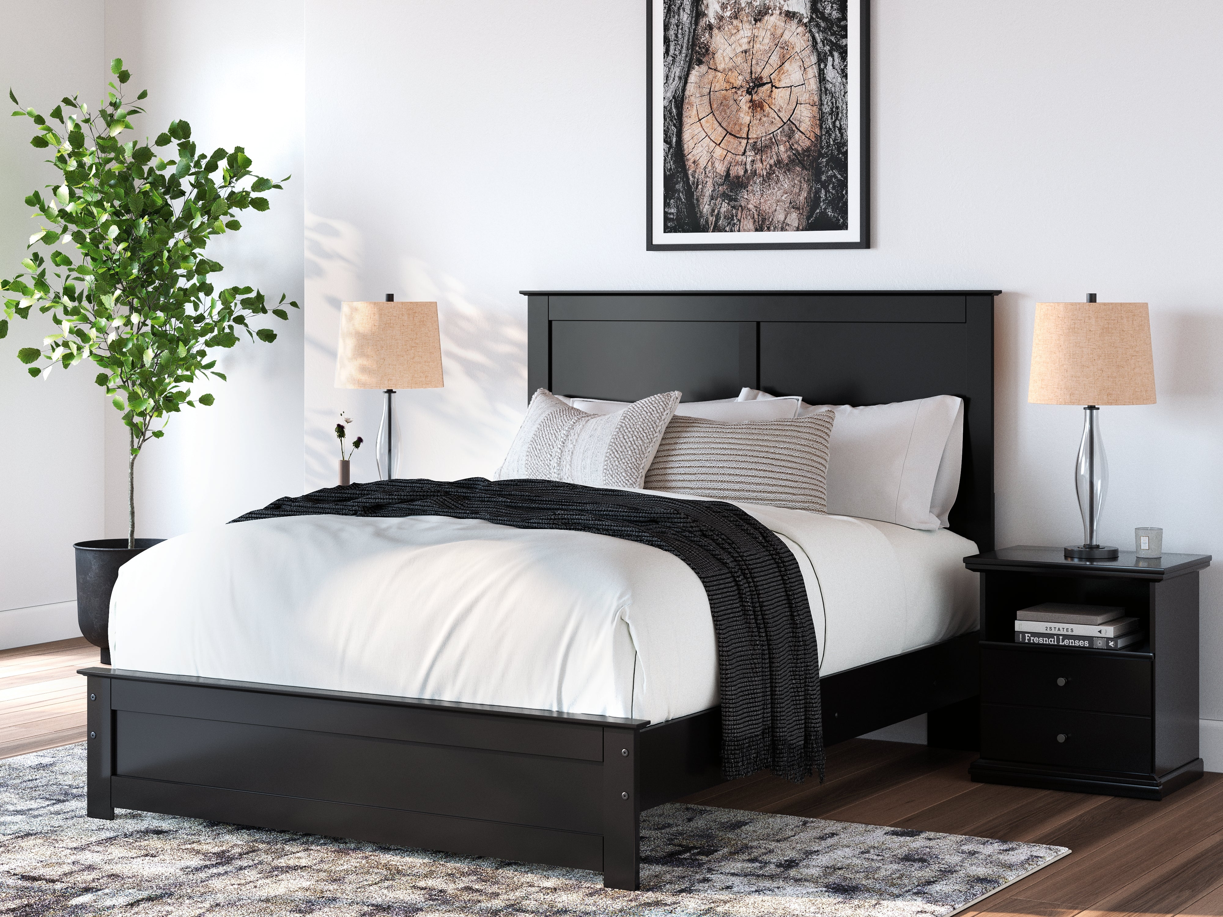 Tampa Furniture Outlet Lutz - Ashley Furniture - Maribel Bedroom - Queen Panel Bed / Black - B138B53