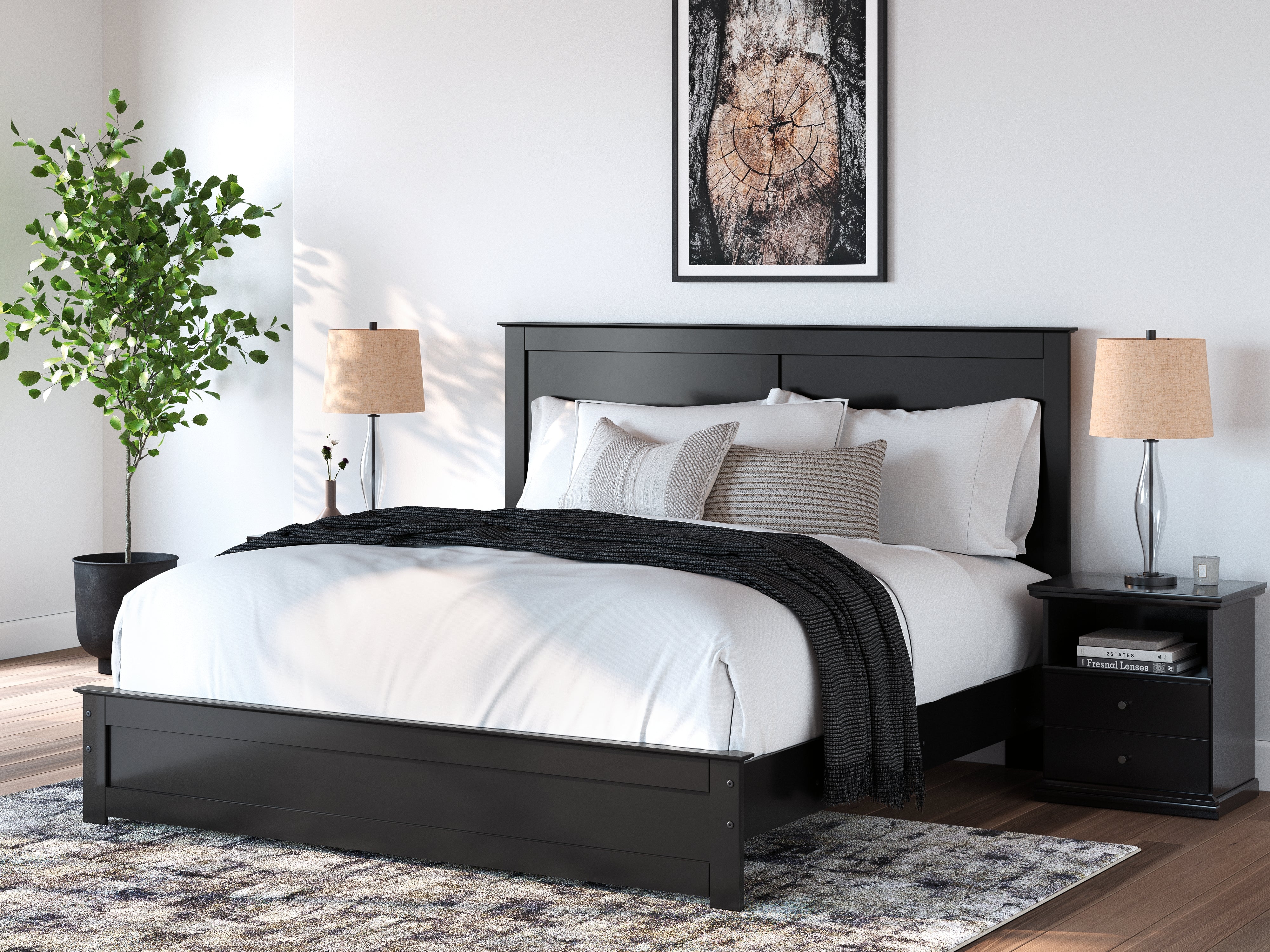 Tampa Furniture Outlet Lutz - Ashley Furniture - Maribel Bedroom - King Panel Bed / Black - B138B57