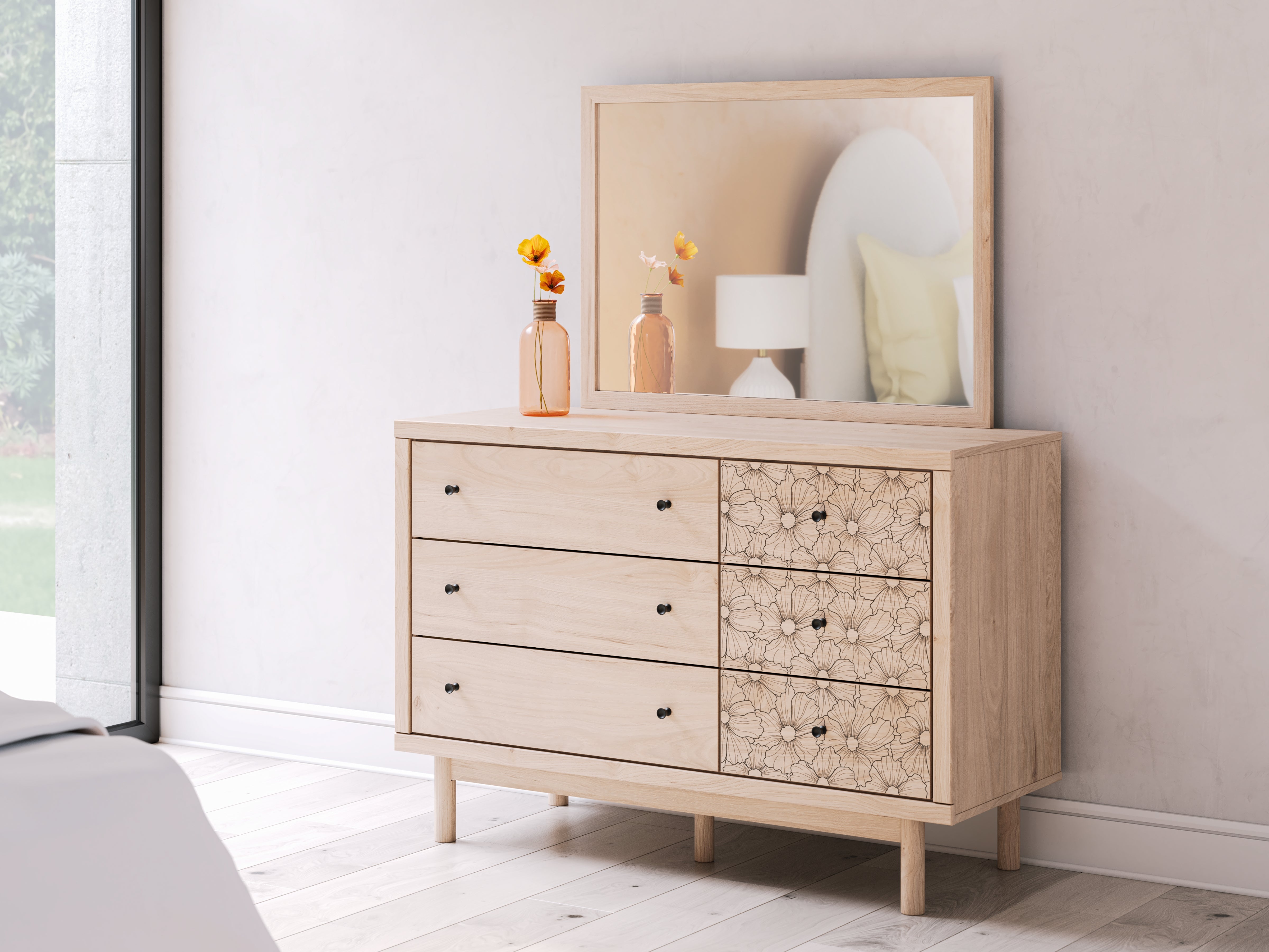 Tampa Furniture Outlet Lutz - Ashley Furniture - Arloster Bedroom - Dresser and Mirror / Tan - PCB1566B1