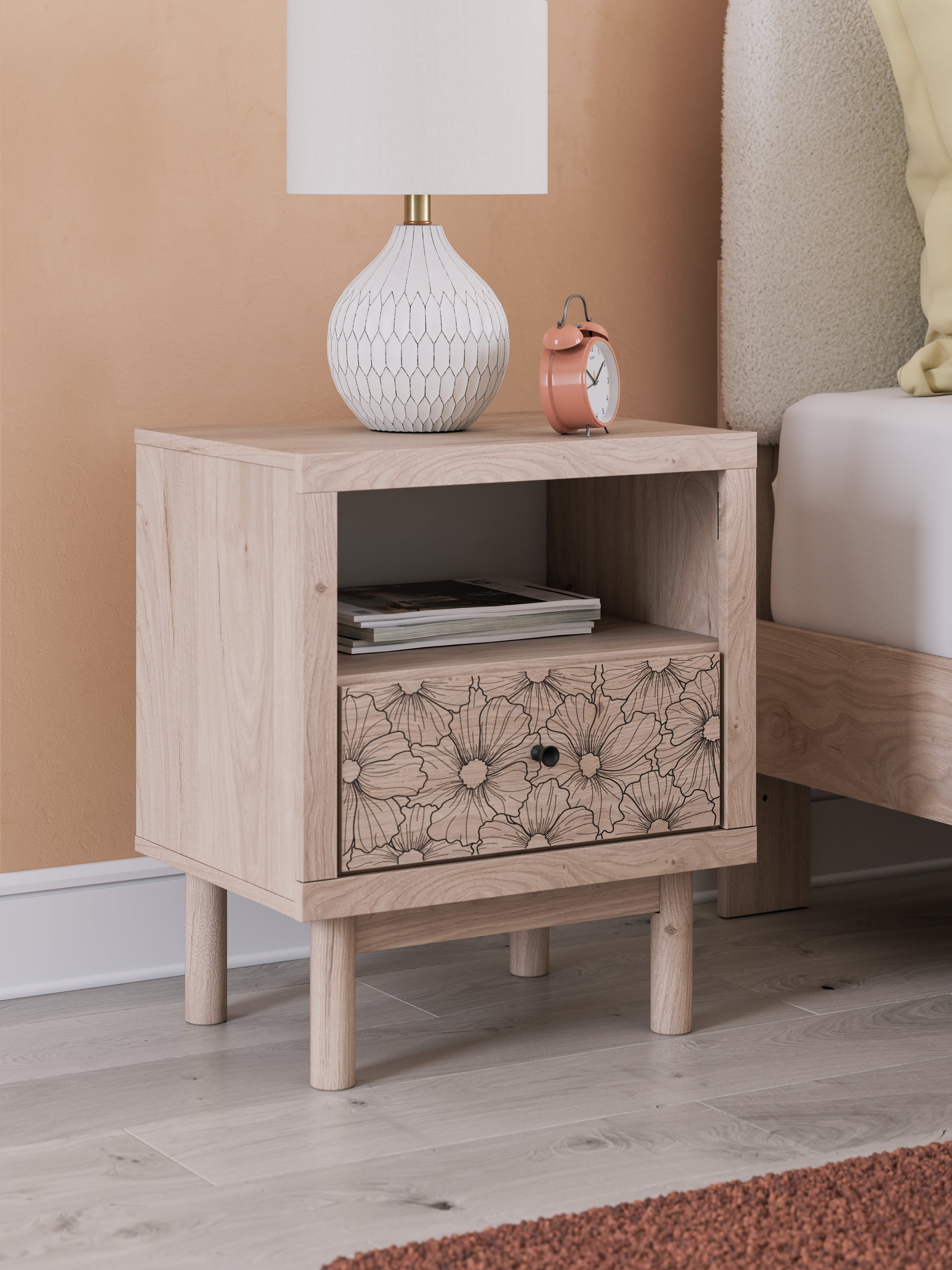 Tampa Furniture Outlet Lutz - Ashley Furniture - Arloster Bedroom - One Drawer Night Stand / Tan - PCB1566-91