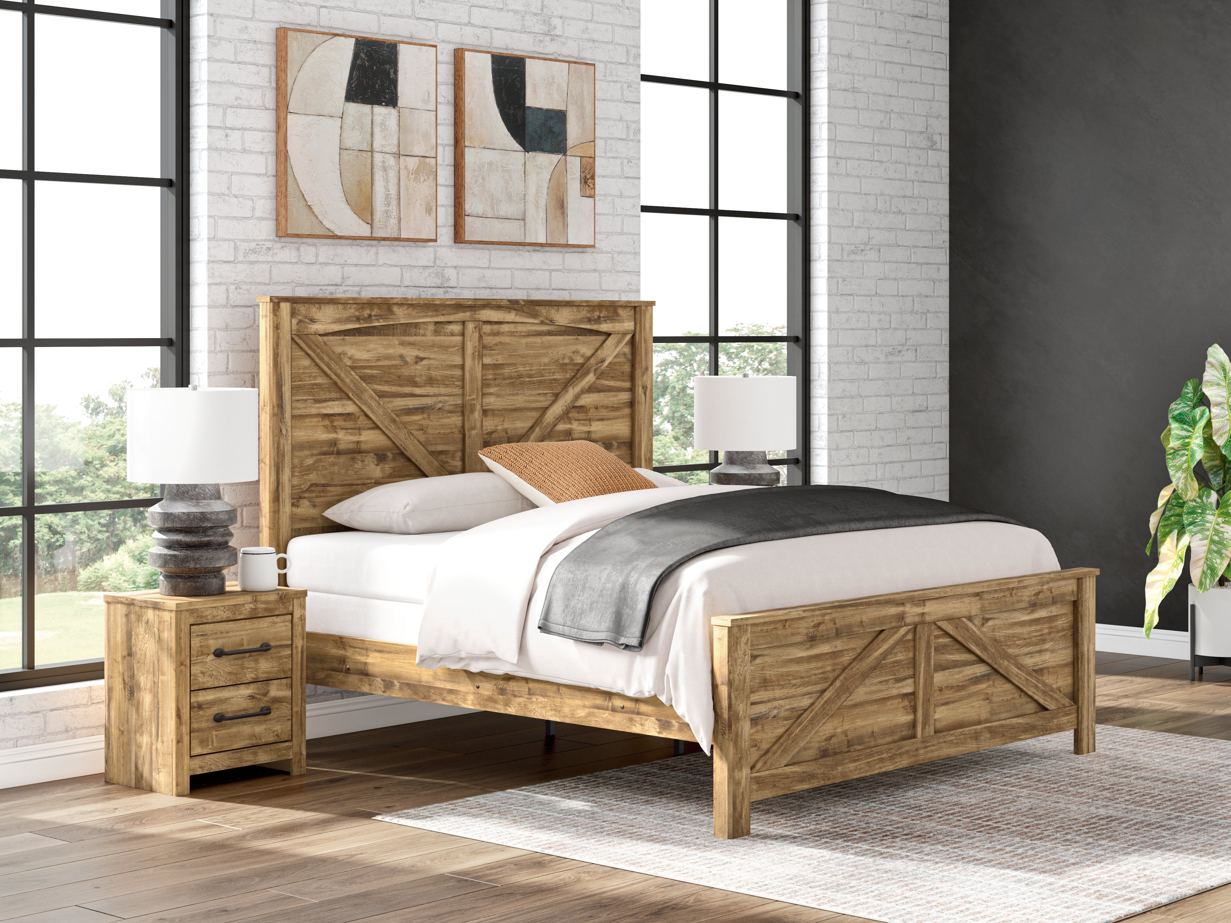 Tampa Furniture Outlet Lutz - Ashley Furniture - Maystonna Bedroom - King Crossbuck Panel Bed - PCB1580B6