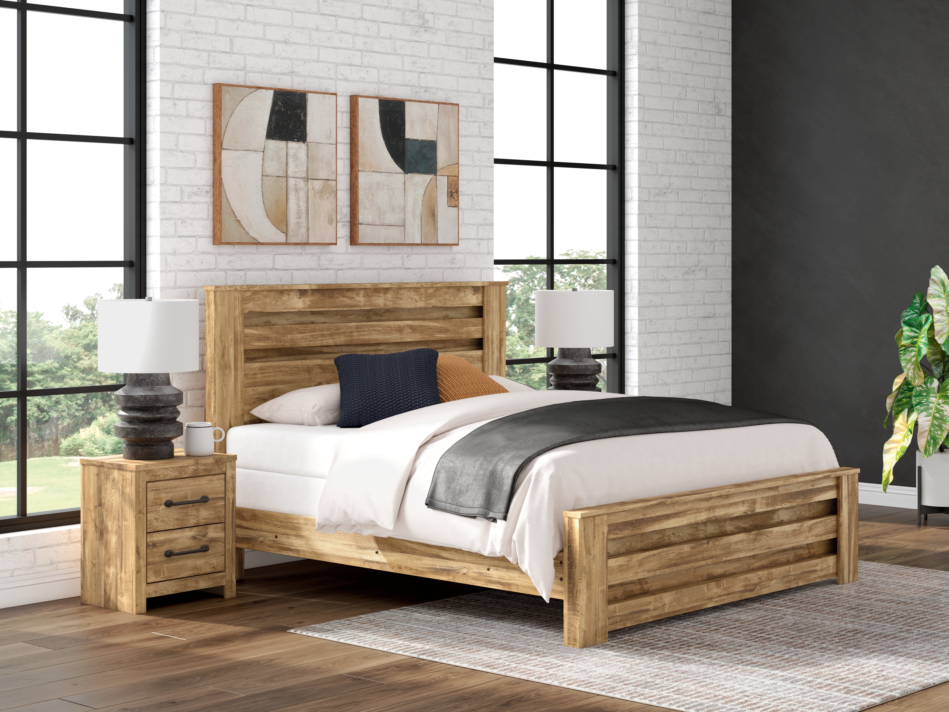 Tampa Furniture Outlet Lutz - Ashley Furniture - Maystonna Bedroom - King Panel Bed / Brown - PCB1580B7