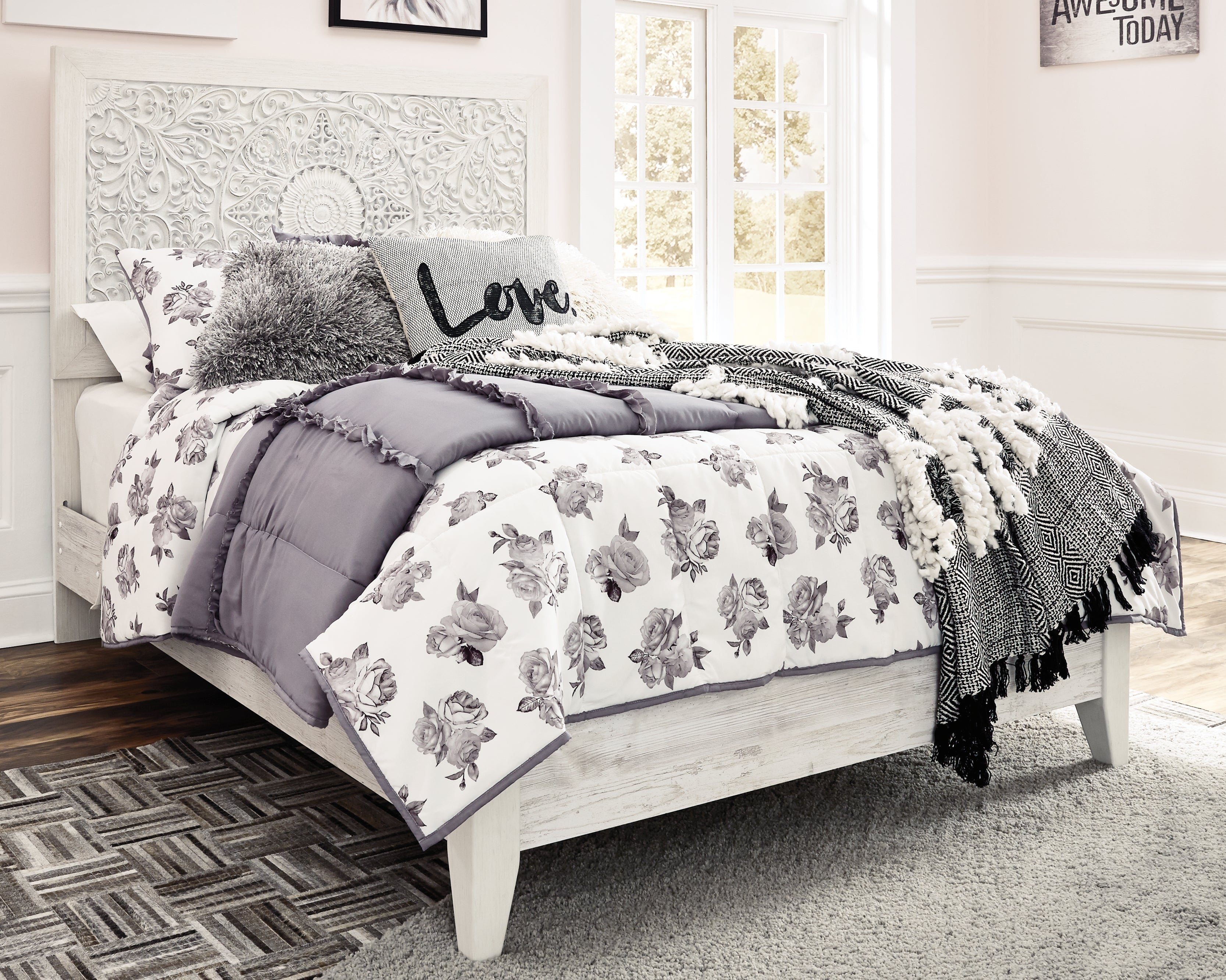 Tampa Furniture Outlet Lutz - Ashley Furniture - Paxberry Bedroom - Full Panel Bed / Whitewash - B181B2