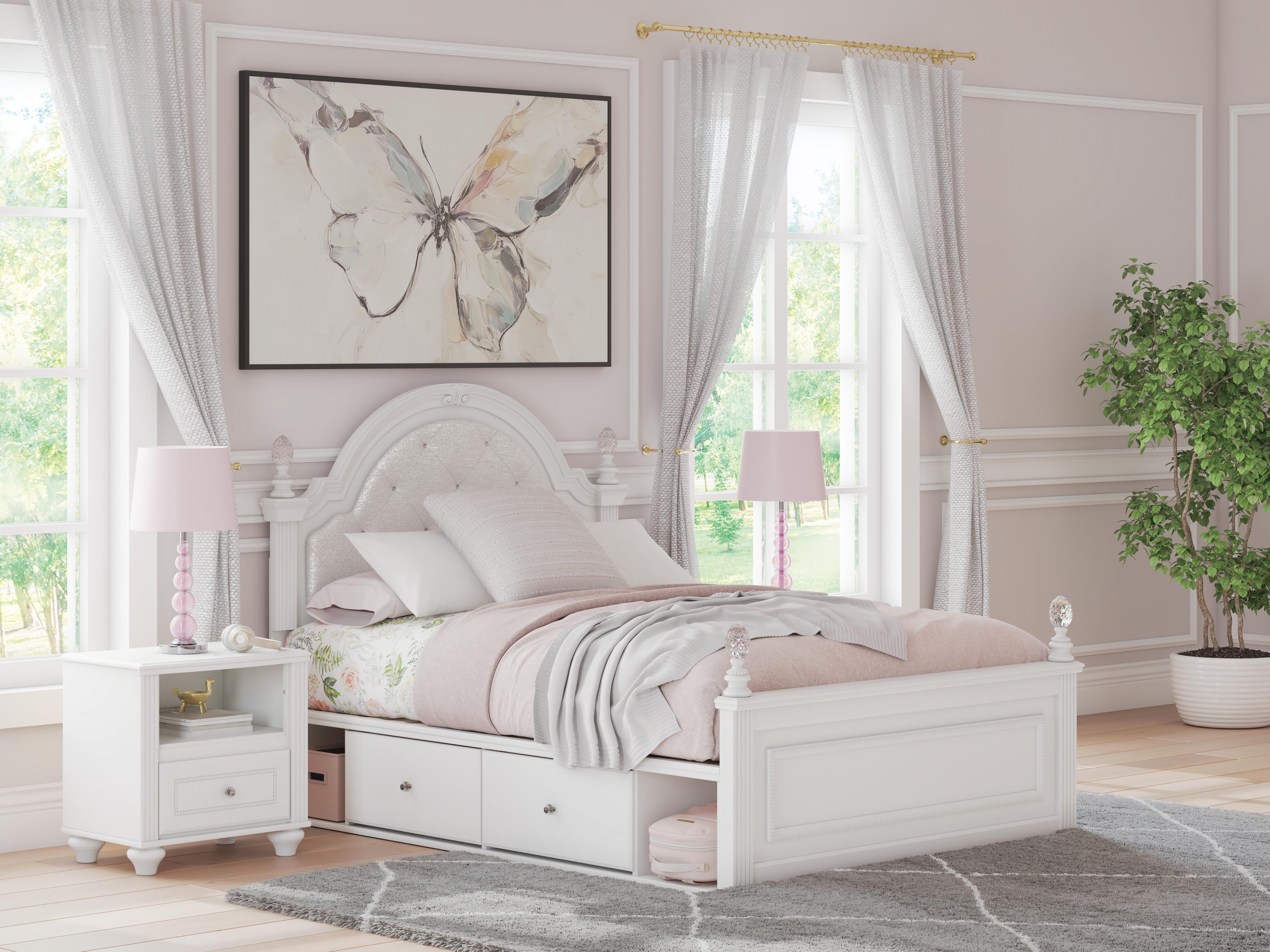 Tampa Furniture Outlet Lutz - Ashley Furniture - Kozlani Bedroom - Full Upholstered Panel Bed with Storage / White - PCB1819B18