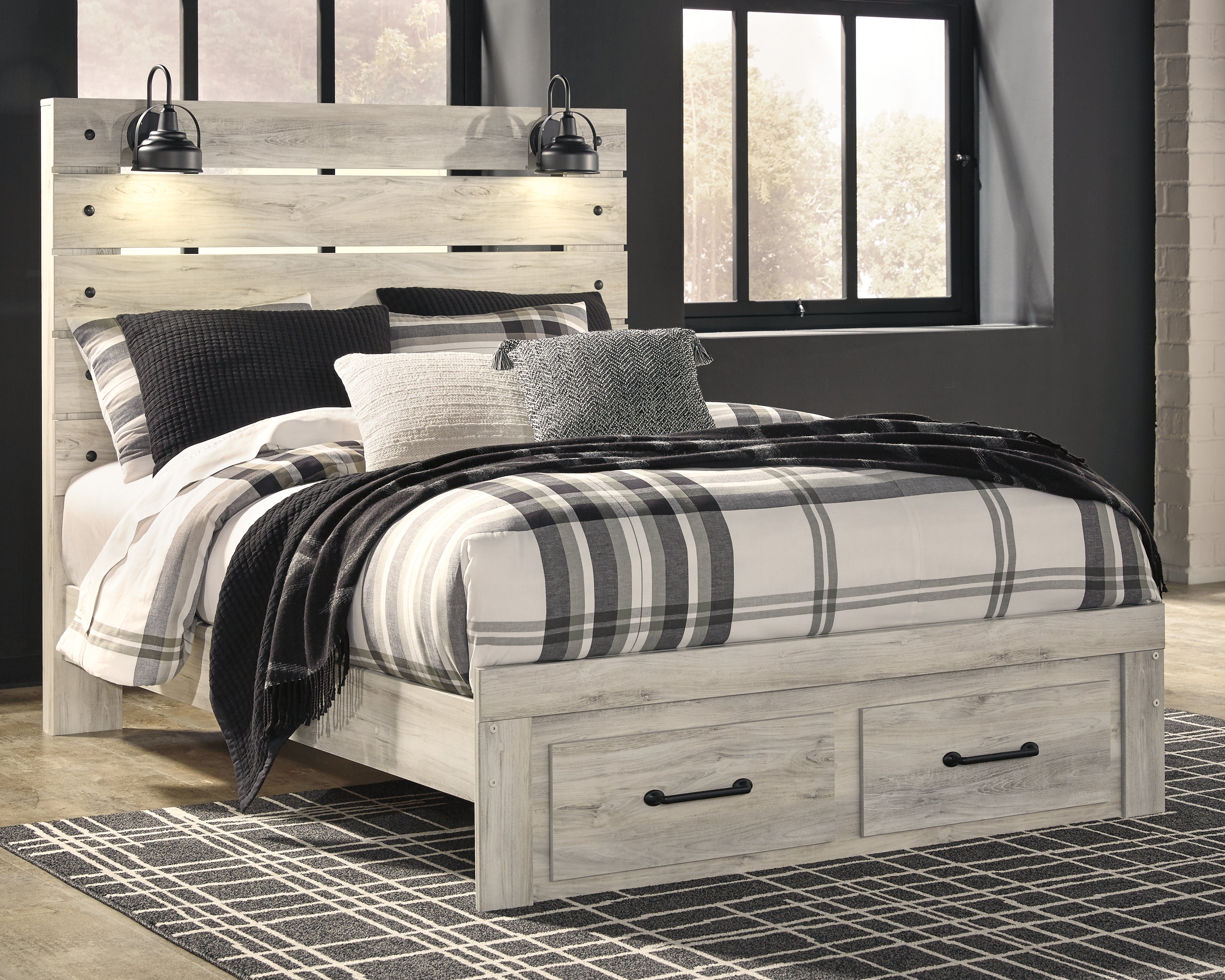Tampa Furniture Outlet Lutz - Ashley Furniture - Cambeck Bedroom - Queen Panel Bed with 2 Storage Drawers / Whitewash - B192B8
