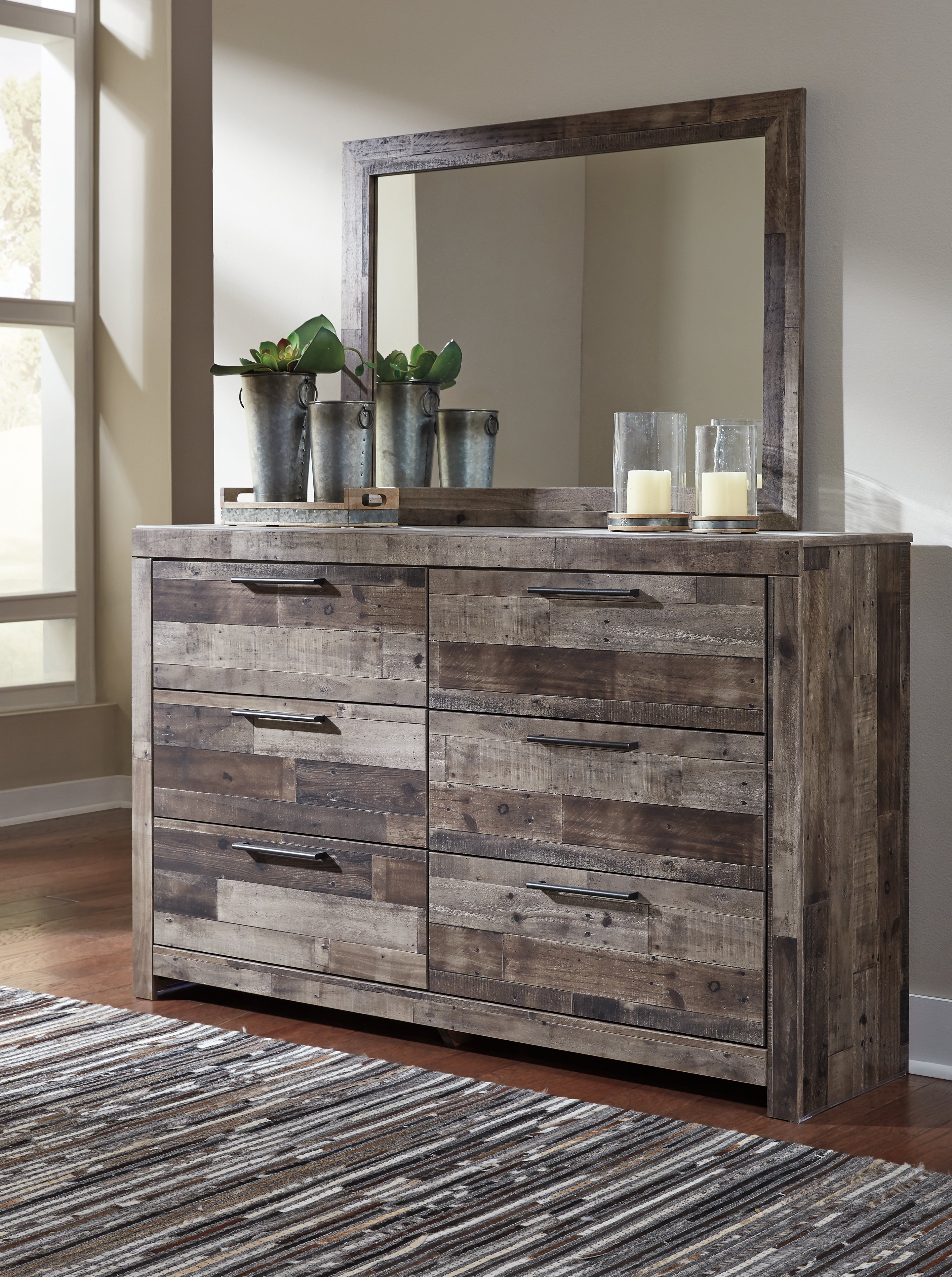 Tampa Furniture Outlet Lutz - Ashley Furniture - Derekson Bedroom - Dresser and Mirror / Multi Gray - B200B1