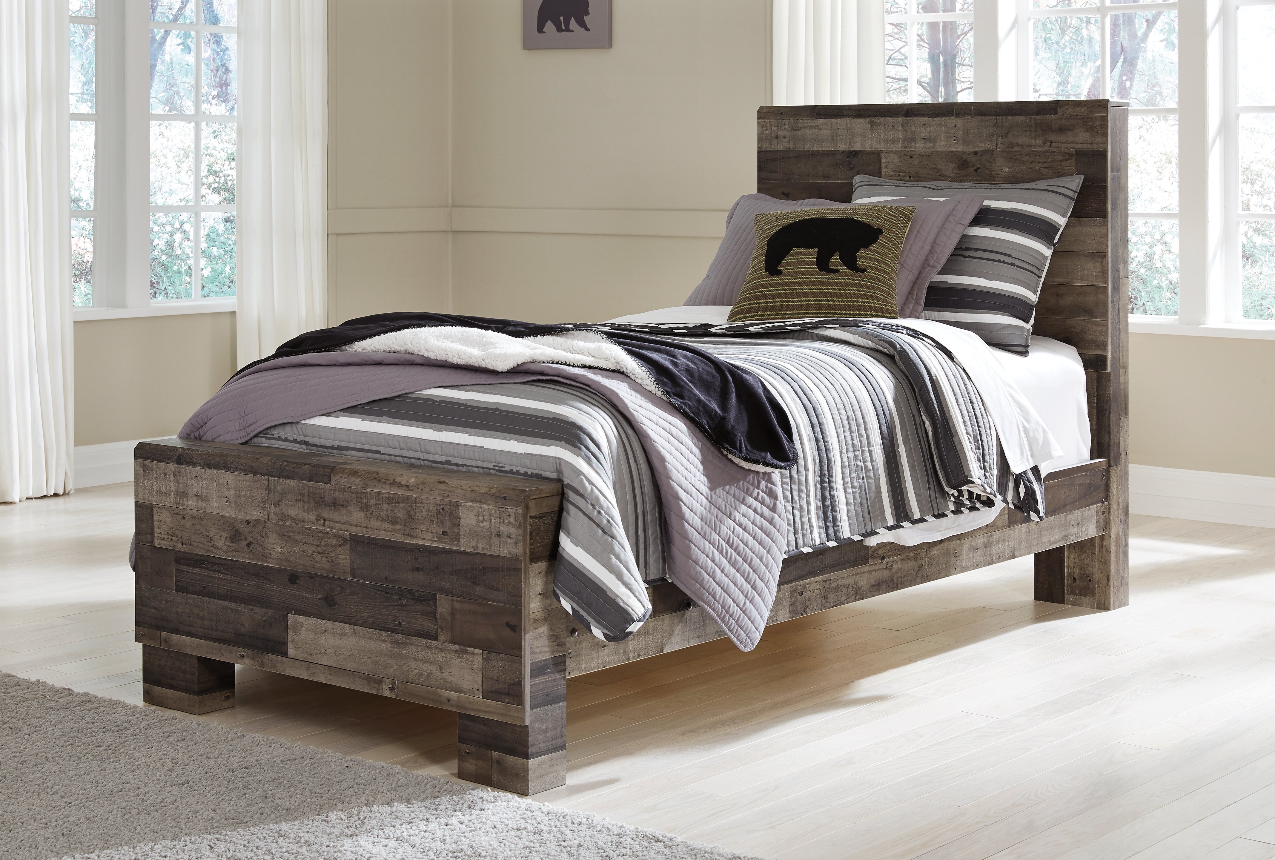 Tampa Furniture Outlet Lutz - Ashley Furniture - Derekson Bedroom - Twin Panel Bed / Multi Gray - B200B2