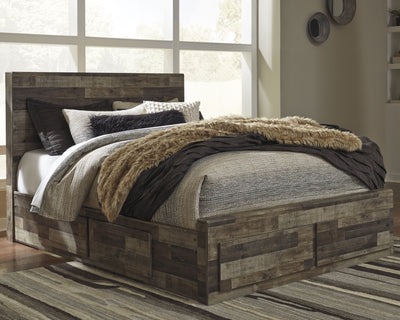 Tampa Furniture Outlet Lutz - Ashley Furniture - Derekson Bedroom - Queen Panel Bed with 4 Storage Drawers / Multi Gray - B200B18
