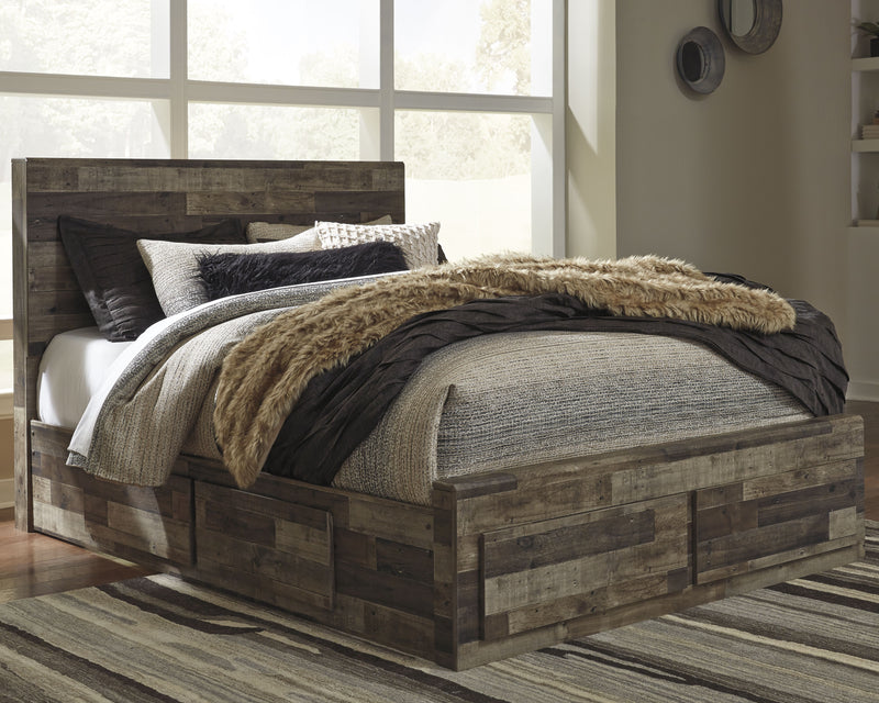 Tampa Furniture Outlet Lutz - Ashley Furniture - Derekson Bedroom - Queen Panel Bed with 4 Storage Drawers / Multi Gray - B200B18