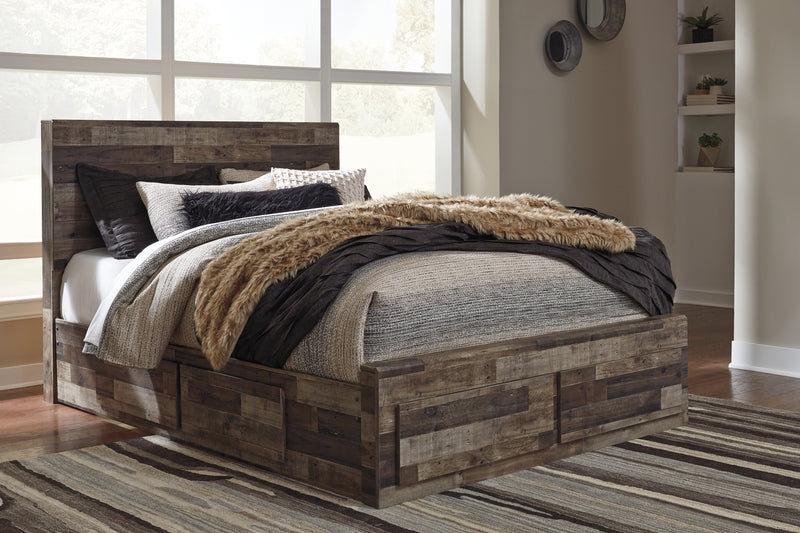 Tampa Furniture Outlet Lutz - Ashley Furniture - Derekson Bedroom - Queen Panel Bed with 6 Storage Drawers / Multi Gray - B200B8