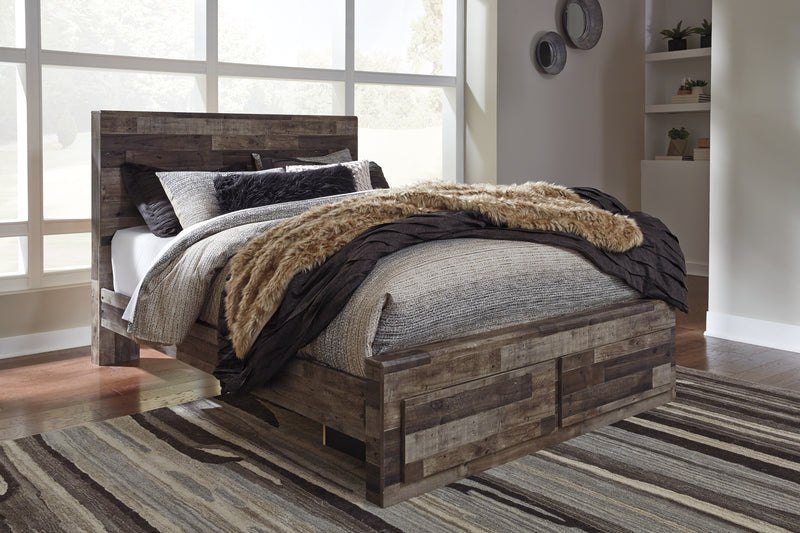 Tampa Furniture Outlet Lutz - Ashley Furniture - Derekson Bedroom - Queen Panel Bed with 2 Storage Drawers / Multi Gray - B200B13
