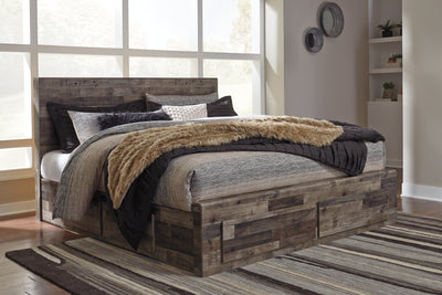 Tampa Furniture Outlet Lutz - Ashley Furniture - Derekson Bedroom - King Panel Bed with 6 Storage Drawers / Multi Gray - B200B12