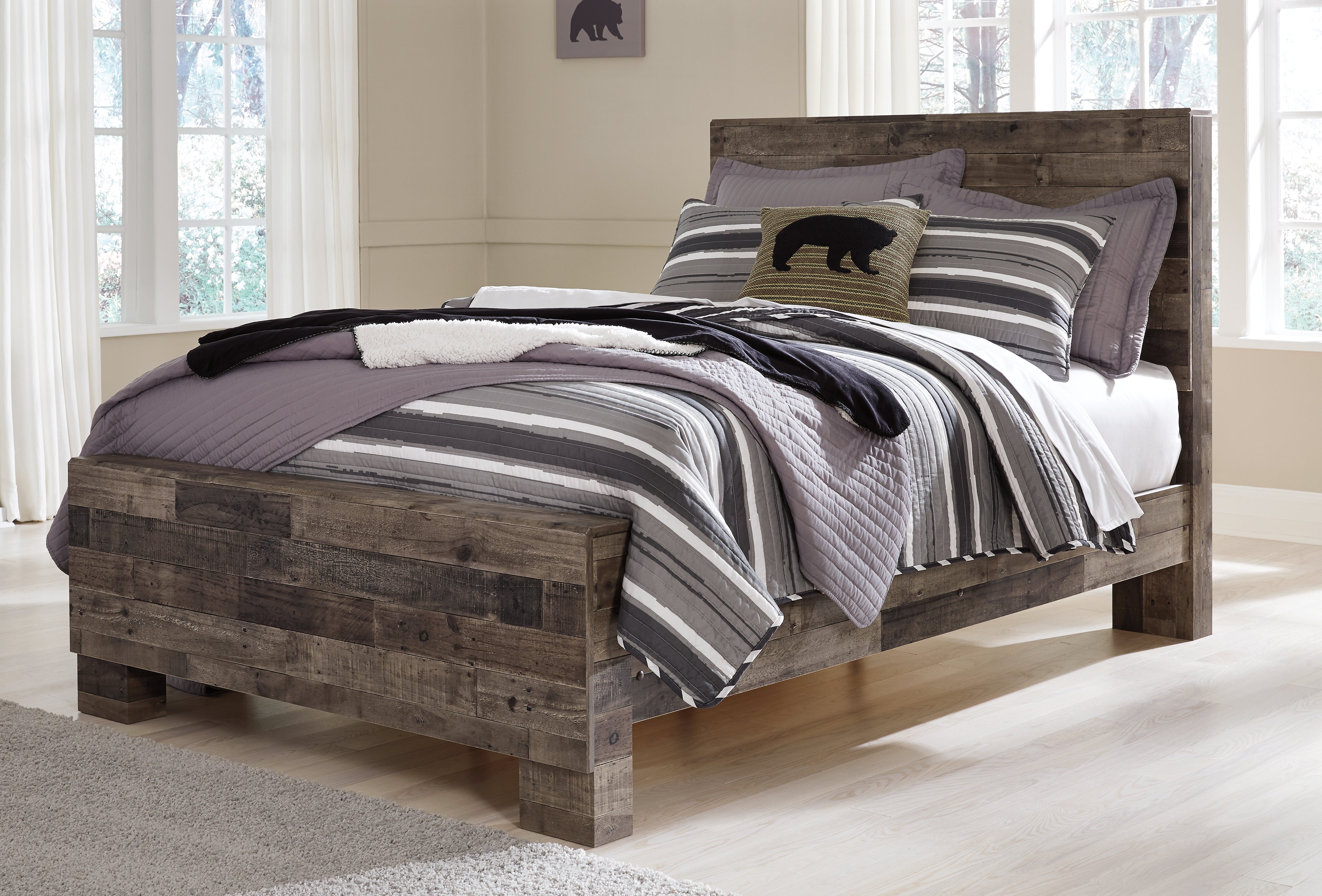 Tampa Furniture Outlet Lutz - Ashley Furniture - Derekson Bedroom - Full Panel Bed / Multi Gray - B200B4