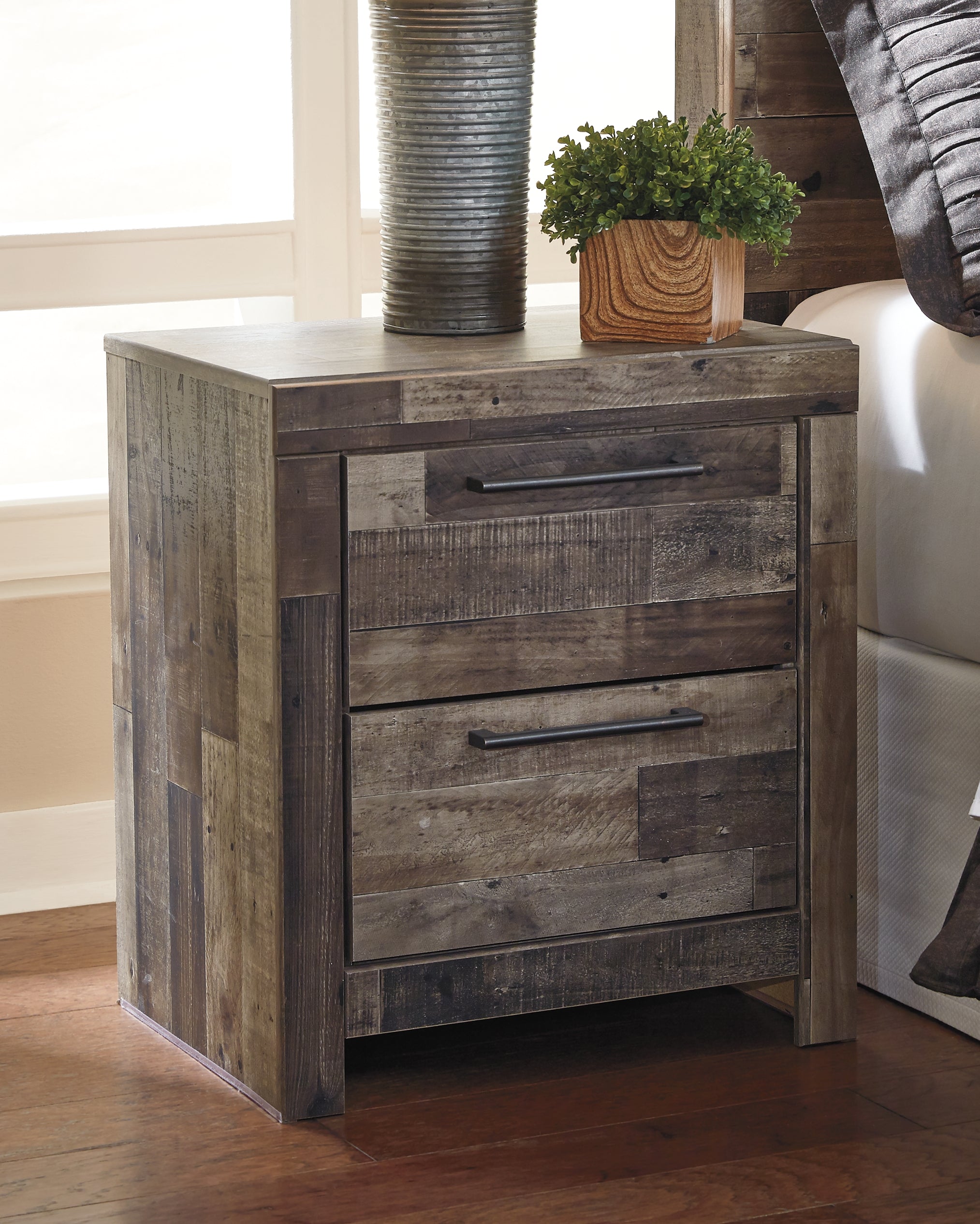 Tampa Furniture Outlet Lutz - Ashley Furniture - Derekson Bedroom - Two Drawer Night Stand / Multi Gray - B200-92