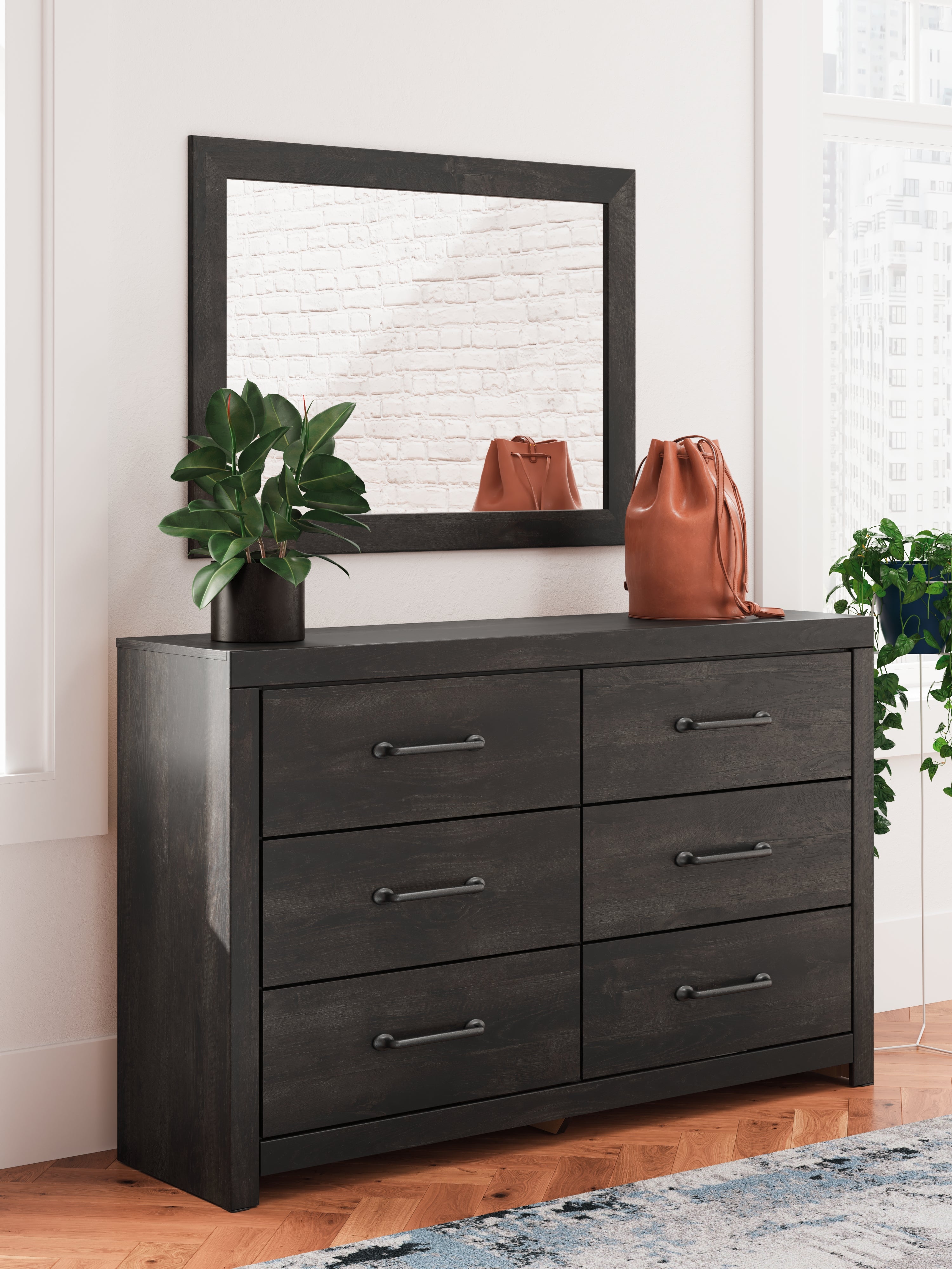 Tampa Furniture Outlet Lutz - Ashley Furniture - Hollivern Bedroom - Dresser and Mirror / Dark Gray - PCB2108B1