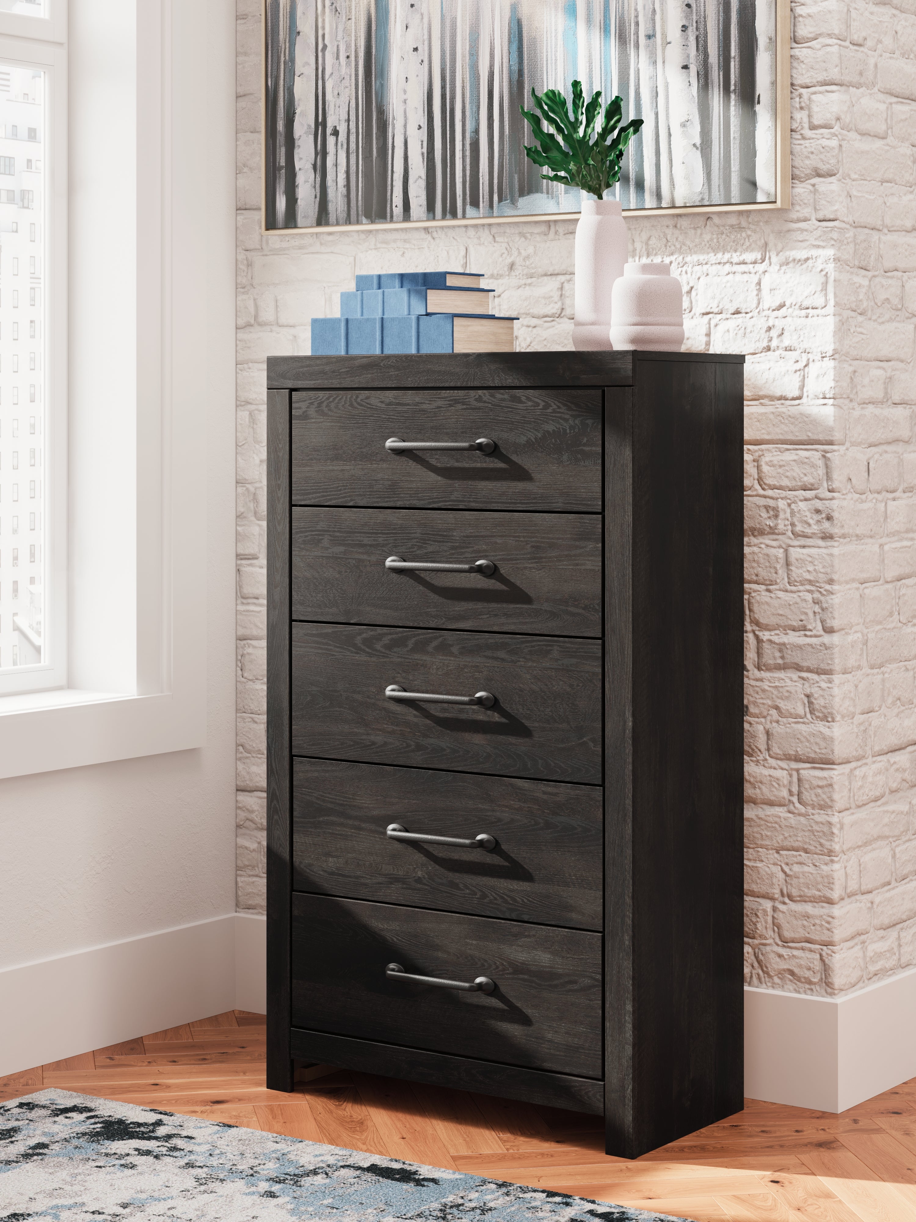 Tampa Furniture Outlet Lutz - Ashley Furniture - Hollivern Bedroom - Five Drawer Chest / Dark Gray - PCB2108-46