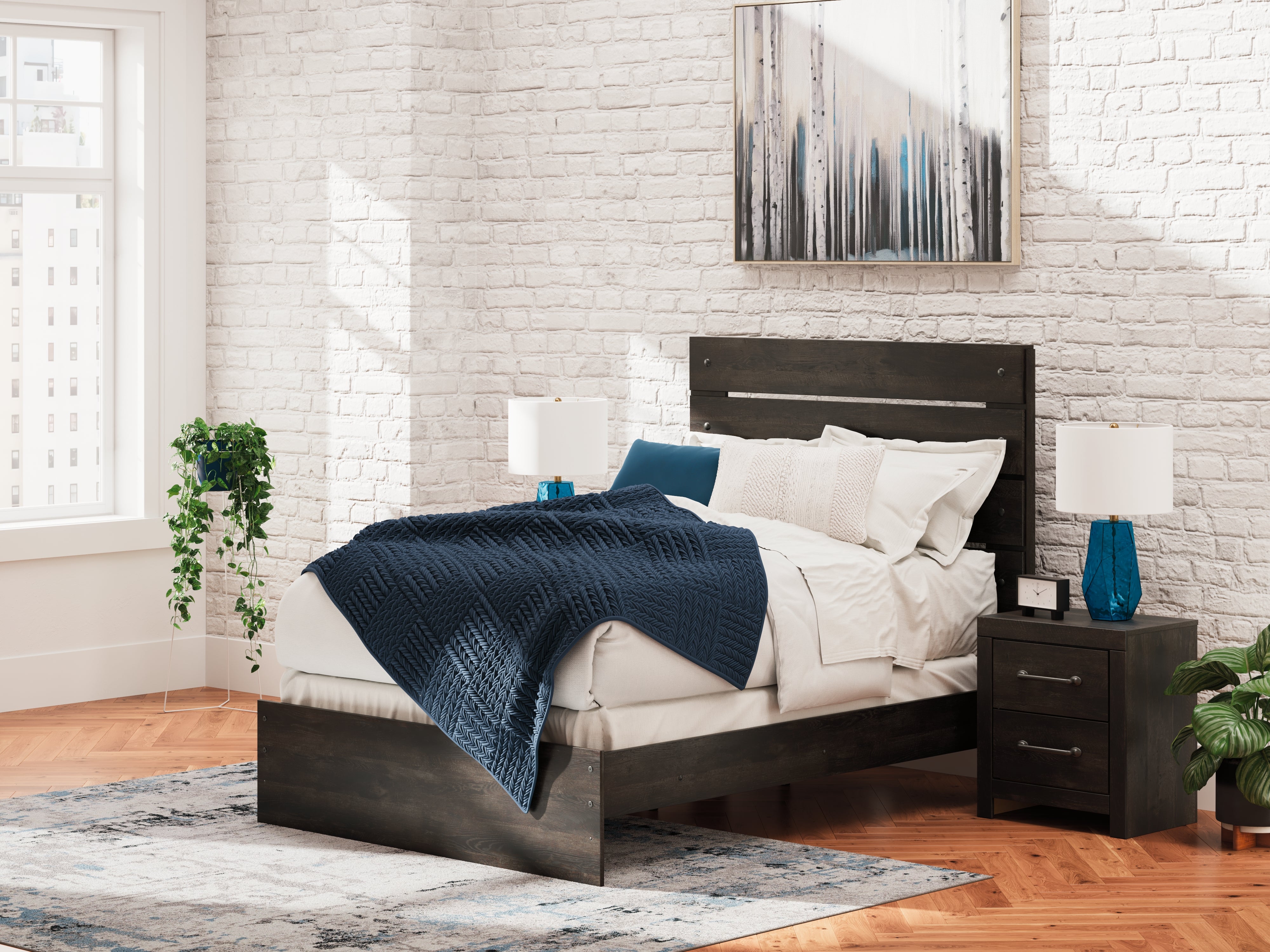 Tampa Furniture Outlet Lutz - Ashley Furniture - Hollivern Bedroom - Full Panel Bed / Dark Gray - PCB2108B12