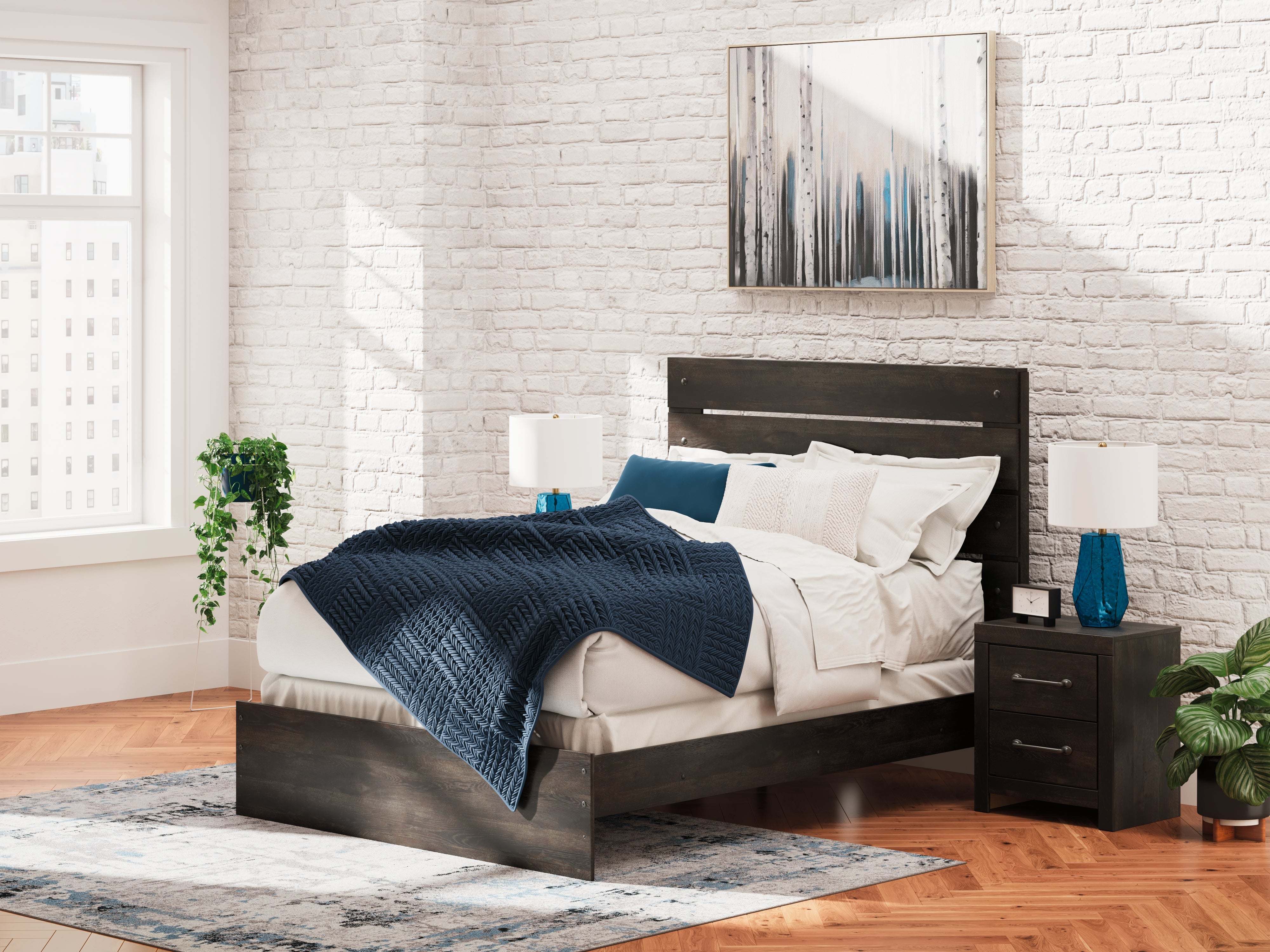 Tampa Furniture Outlet Lutz - Ashley Furniture - Hollivern Bedroom - Queen Panel Bed / Dark Gray - PCB2108B2