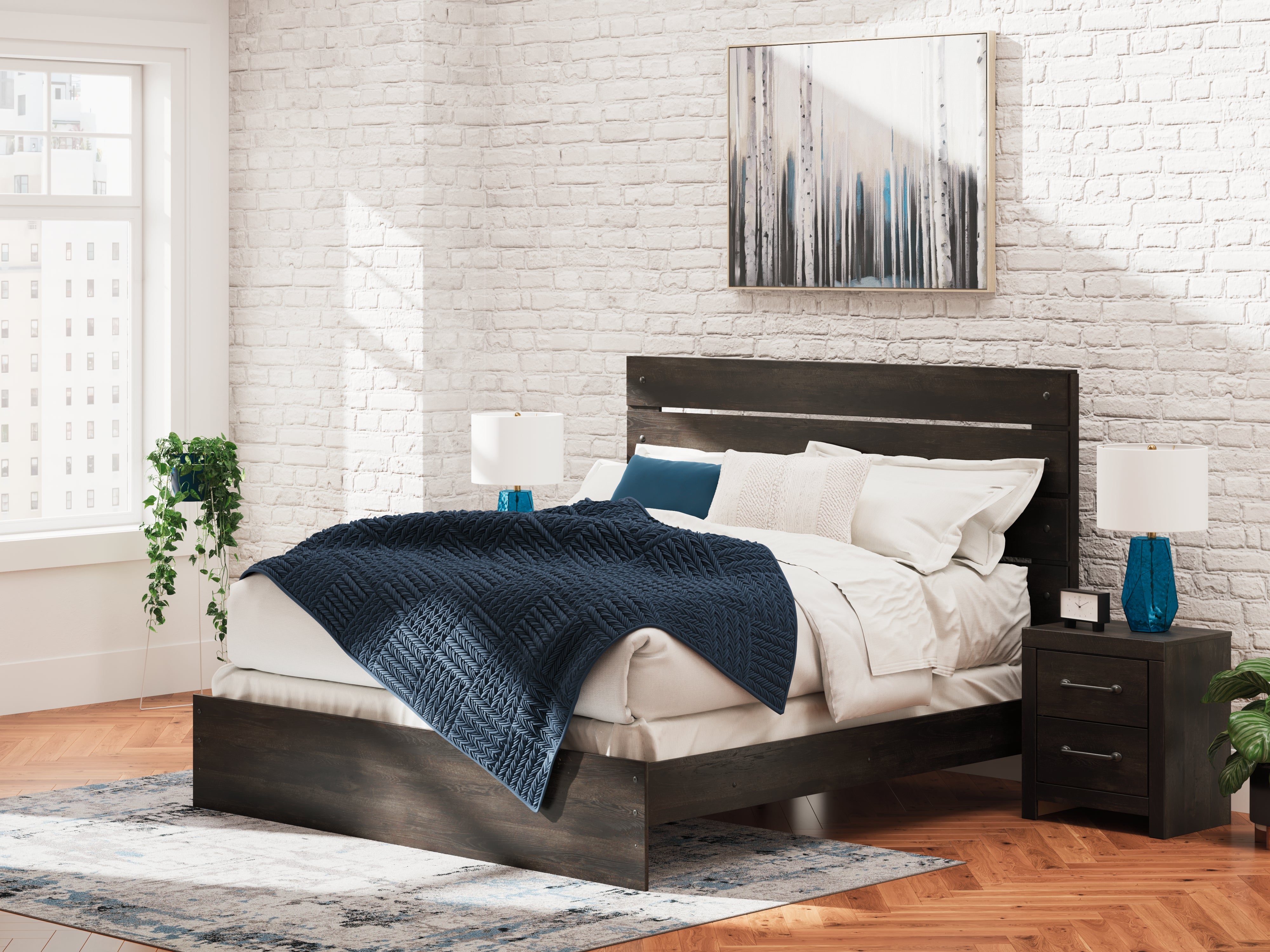 Tampa Furniture Outlet Lutz - Ashley Furniture - Hollivern Bedroom - King Panel Bed / Dark Gray - PCB2108B8