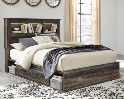 Tampa Furniture Outlet Lutz - Ashley Furniture - Drystan Bedroom - Queen Bookcase Bed with 4 Storage Drawers / Multi - B211B18