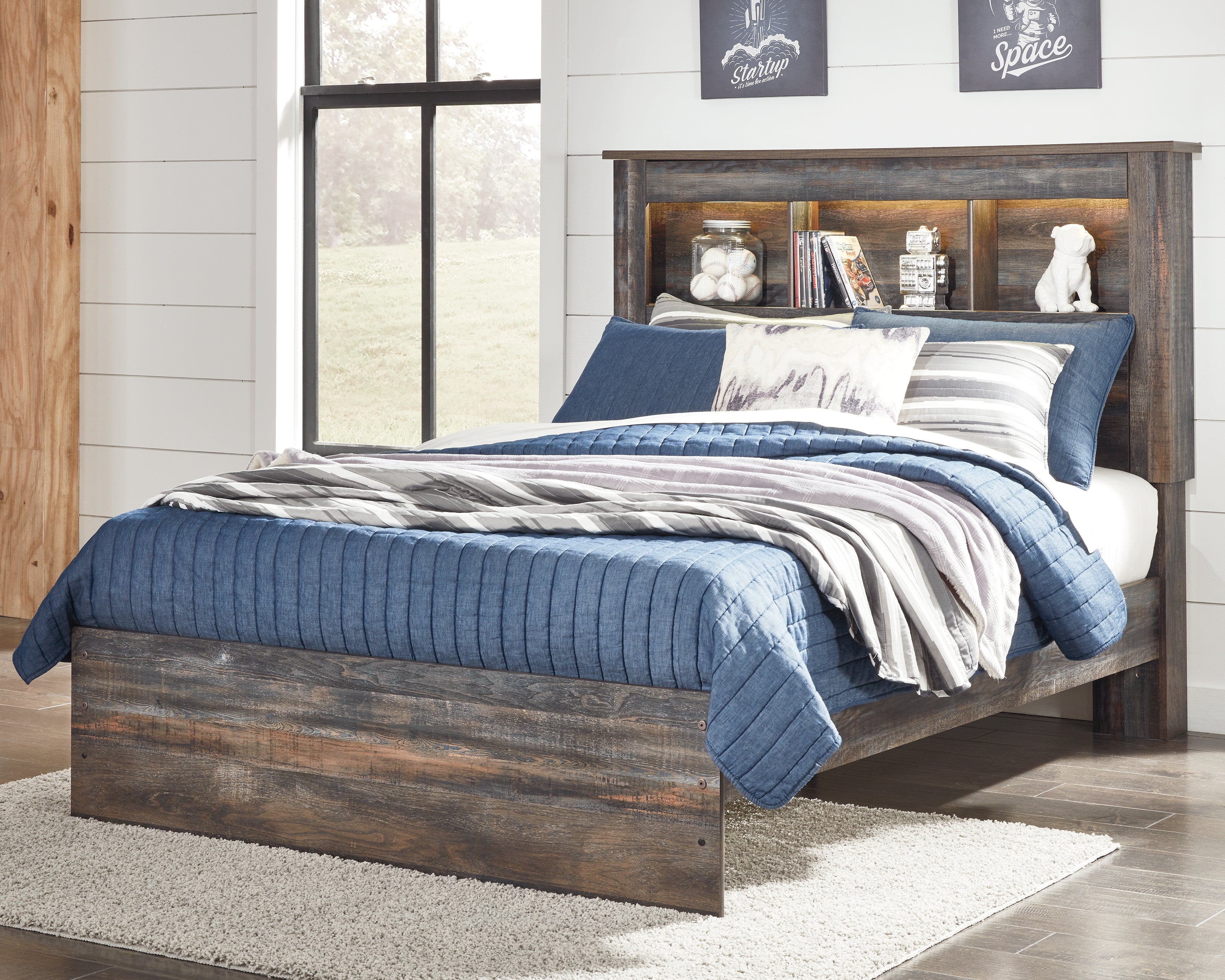 Tampa Furniture Outlet Lutz - Ashley Furniture - Drystan Bedroom - Full Bookcase Bed / Multi - B211B46