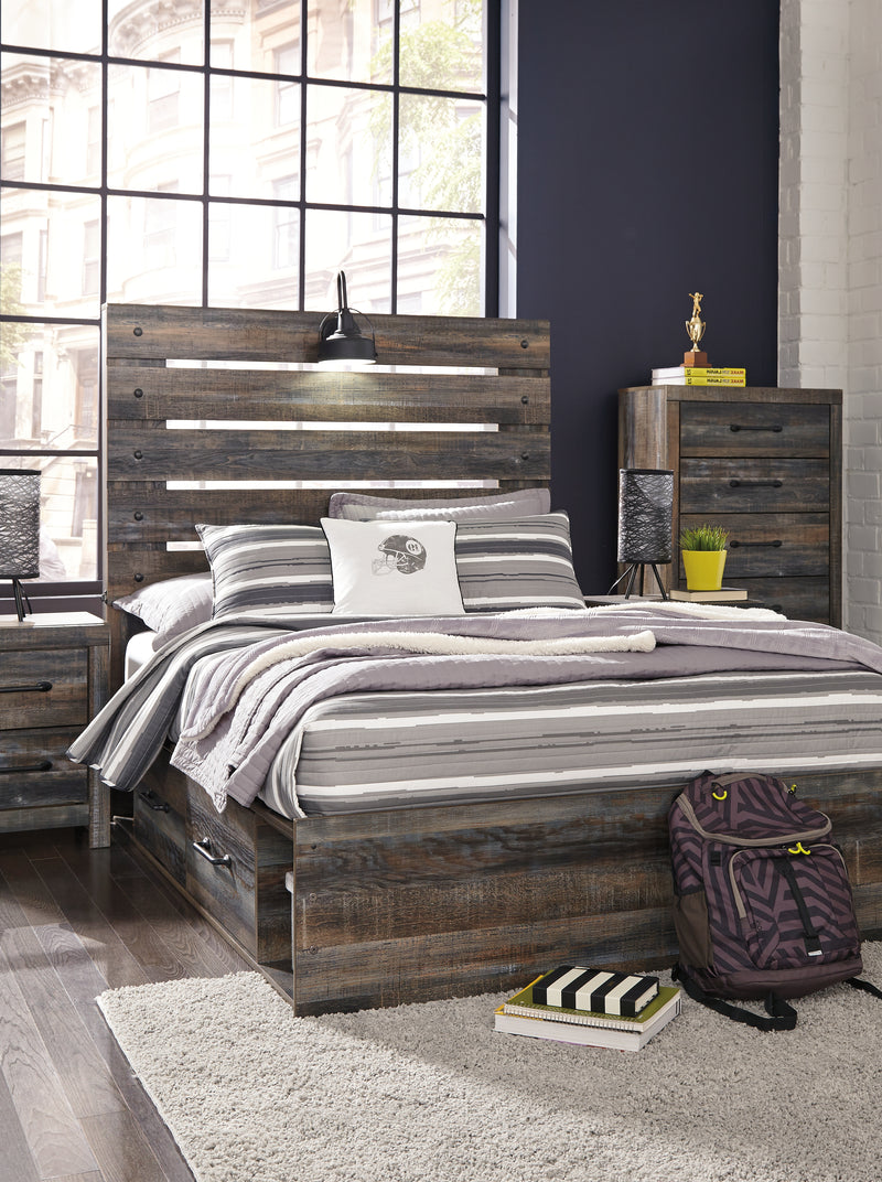 Tampa Furniture Outlet Lutz - Ashley Furniture - Drystan Bedroom - Full Panel Bed with 2 Storage Drawers / Multi - B211B9