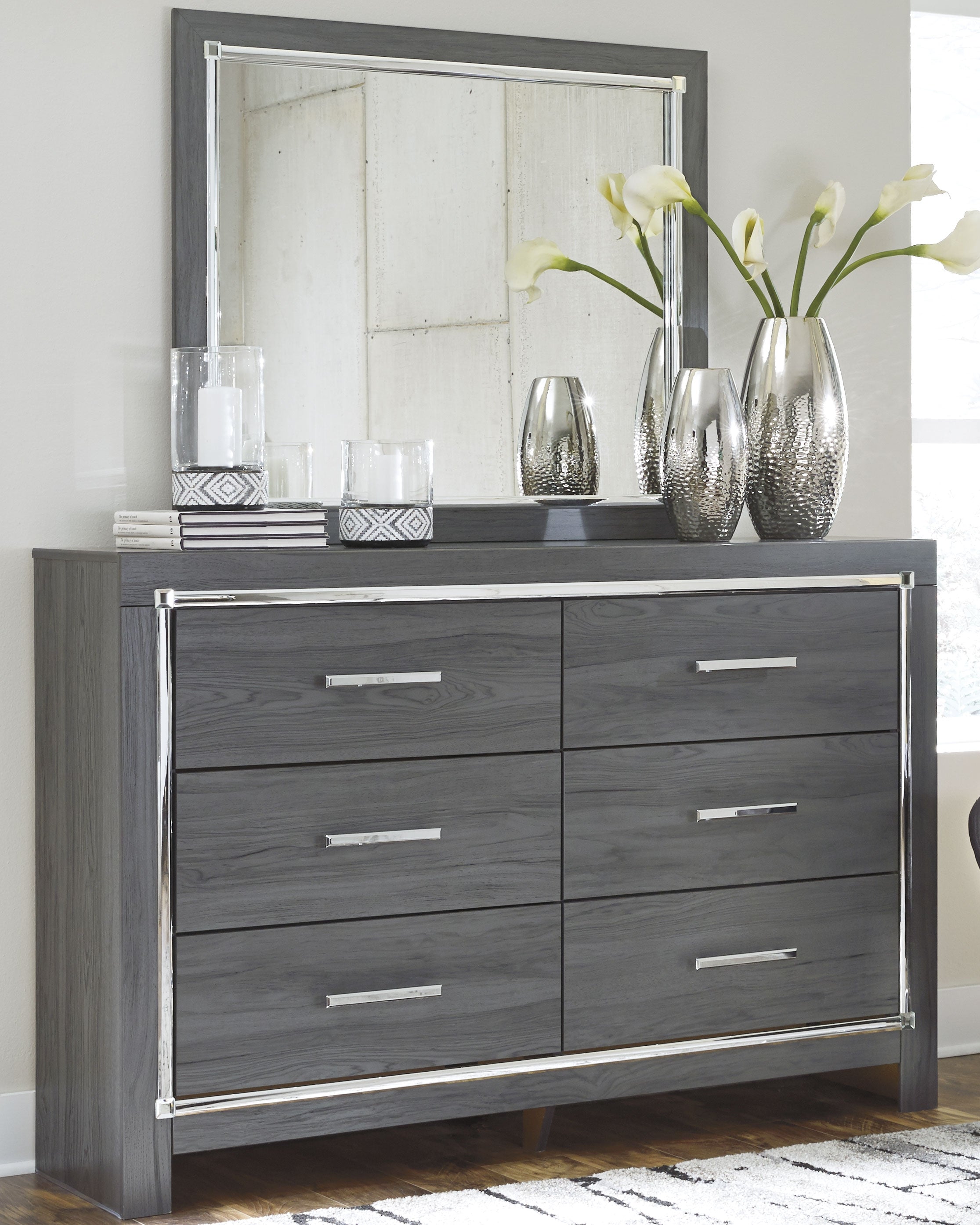 Tampa Furniture Outlet Lutz - Ashley Furniture - Lodanna Bedroom - Dresser and Mirror / Gray - B214B1