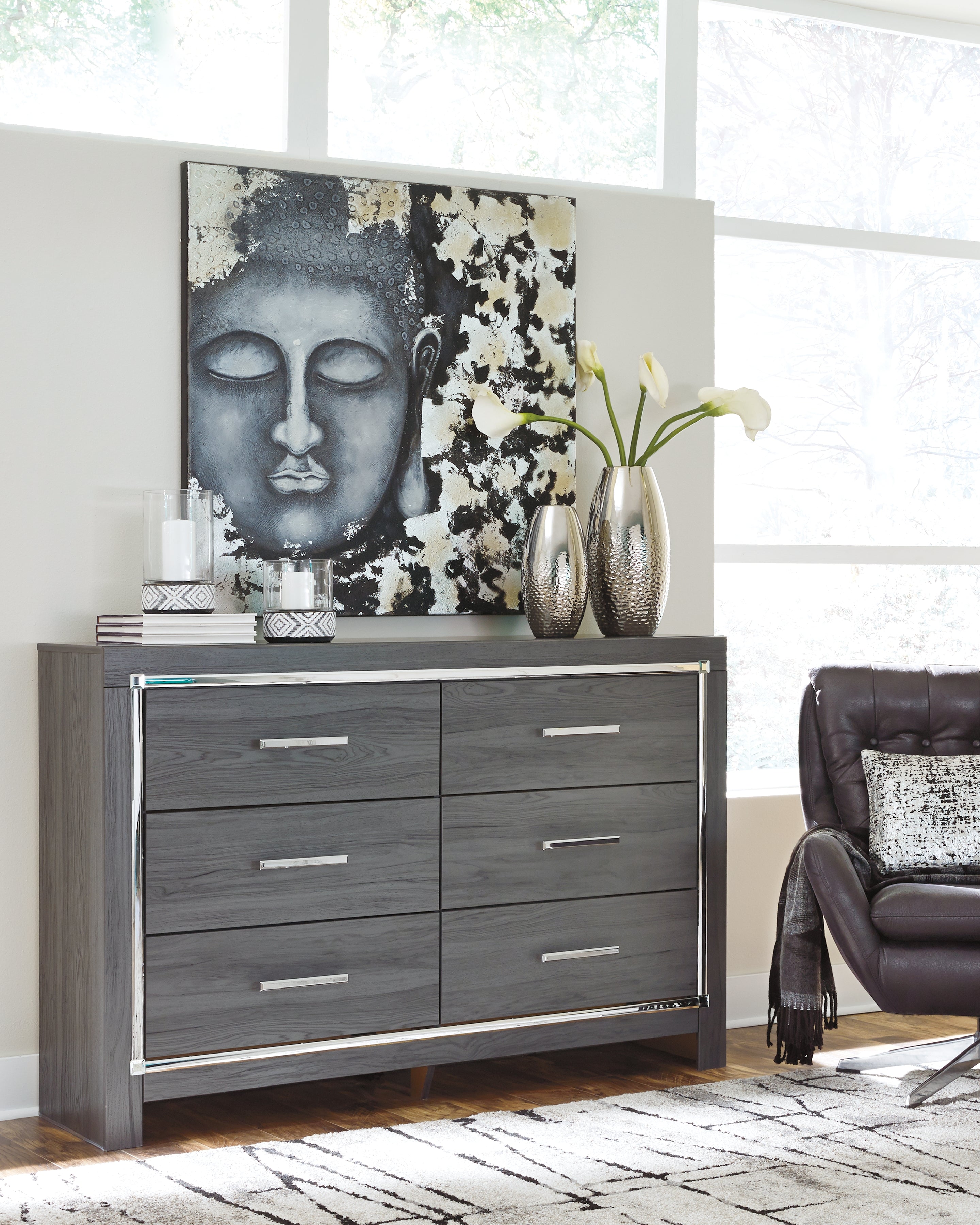Tampa Furniture Outlet Lutz - Ashley Furniture - Lodanna Bedroom - Six Drawer Dresser / Gray - B214-31