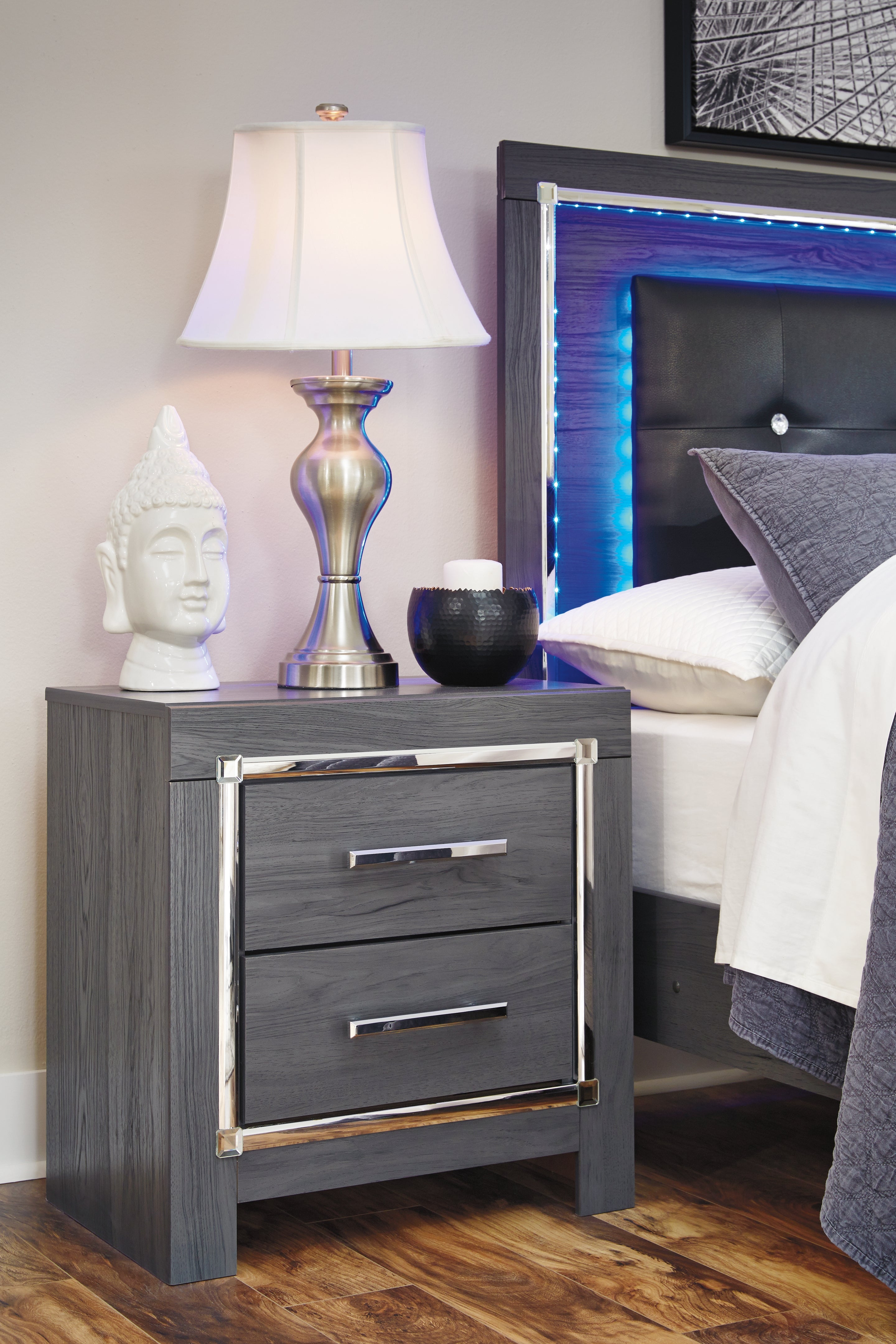 Tampa Furniture Outlet Lutz - Ashley Furniture - Lodanna Bedroom - Two Drawer Night Stand / Gray - B214-92