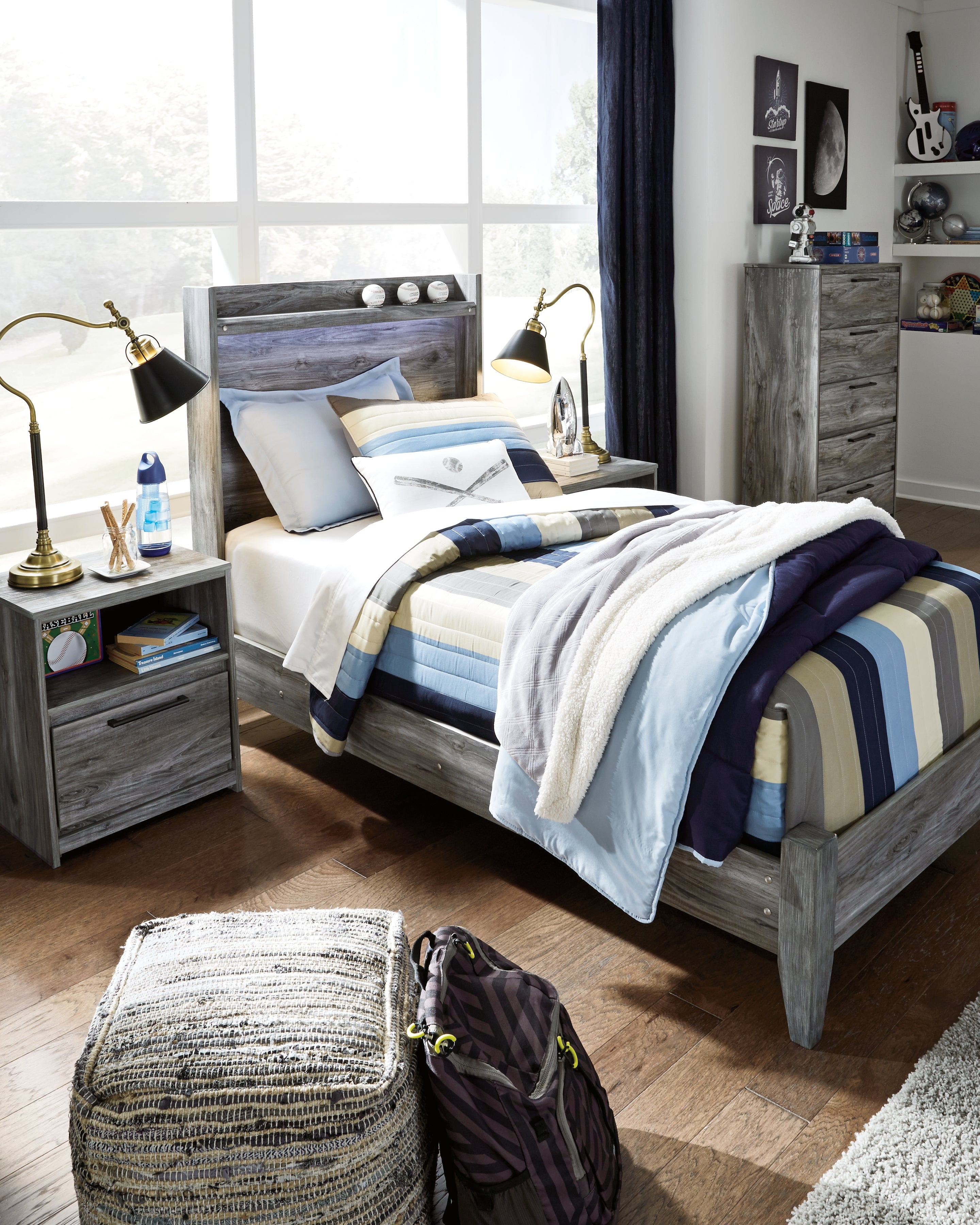 Tampa Furniture Outlet Lutz - Ashley Furniture - Baystorm Bedroom - Twin Panel Bed / Gray - B221B20