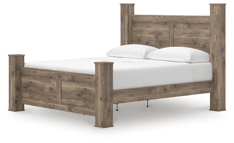 Tampa Furniture Outlet Lutz - Ashley Furniture - Rusticott Bedroom - King Poster Bed / Brown - PCB2260B7