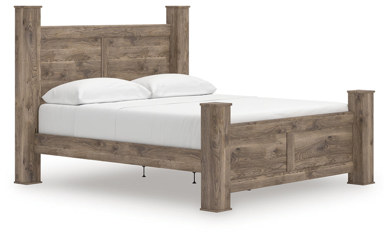 Tampa Furniture Outlet Lutz - Ashley Furniture - Rusticott Bedroom - King Poster Bed / Brown - PCB2260B7