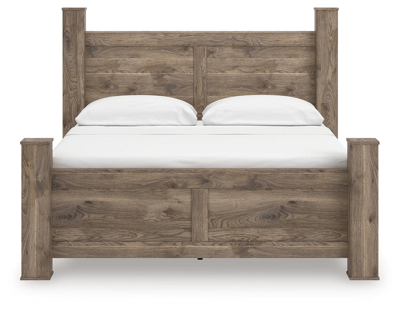 Tampa Furniture Outlet Lutz - Ashley Furniture - Rusticott Bedroom - King Poster Bed / Brown - PCB2260B7