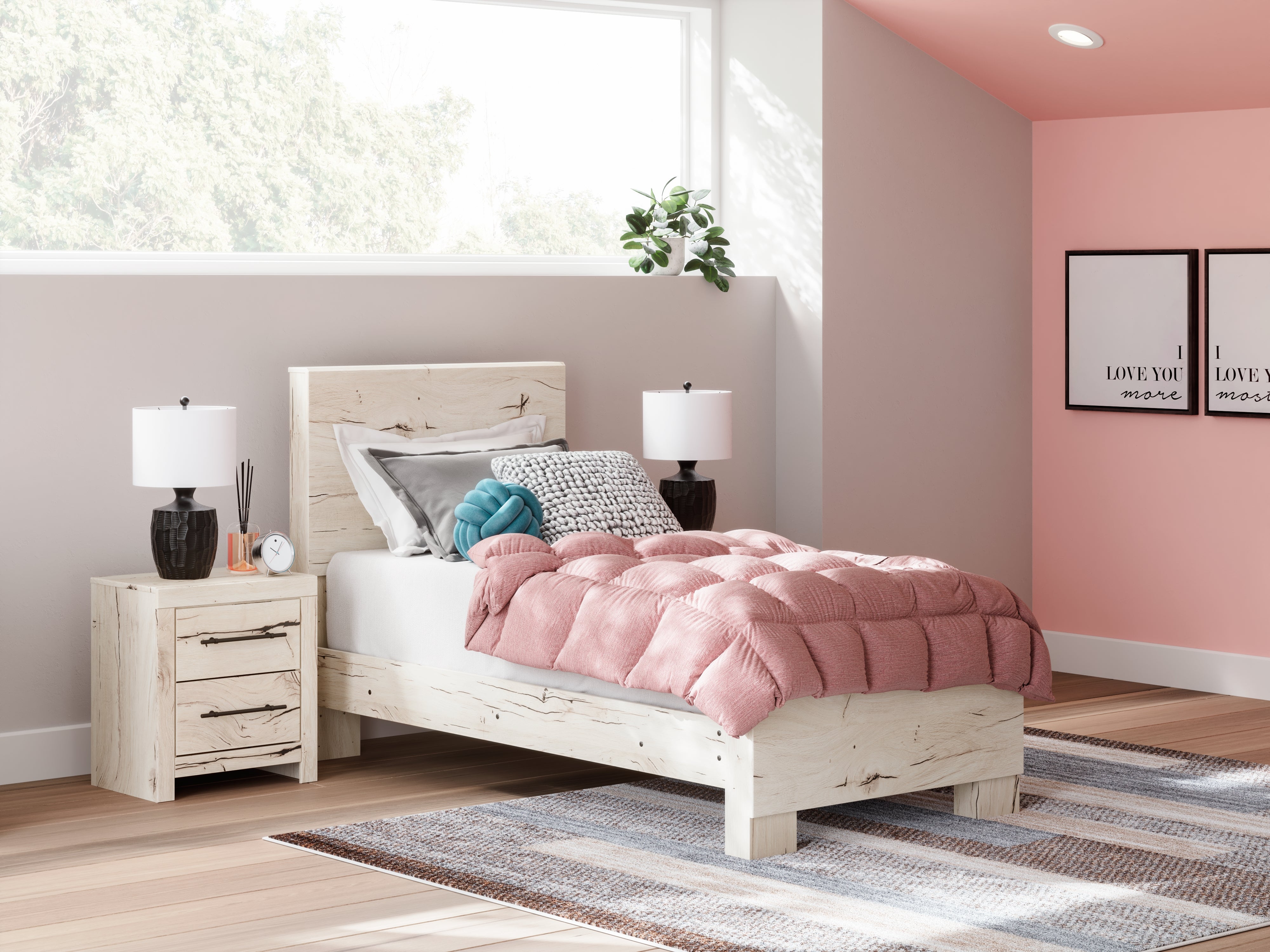 Tampa Furniture Outlet Lutz - Ashley Furniture - Lawroy Bedroom - Twin Panel Bed / Light Natural - B2310B15