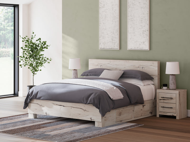 Tampa Furniture Outlet Lutz - Ashley Furniture - Lawroy Bedroom - King Panel Bed with Storage / Light Natural - B2310B12