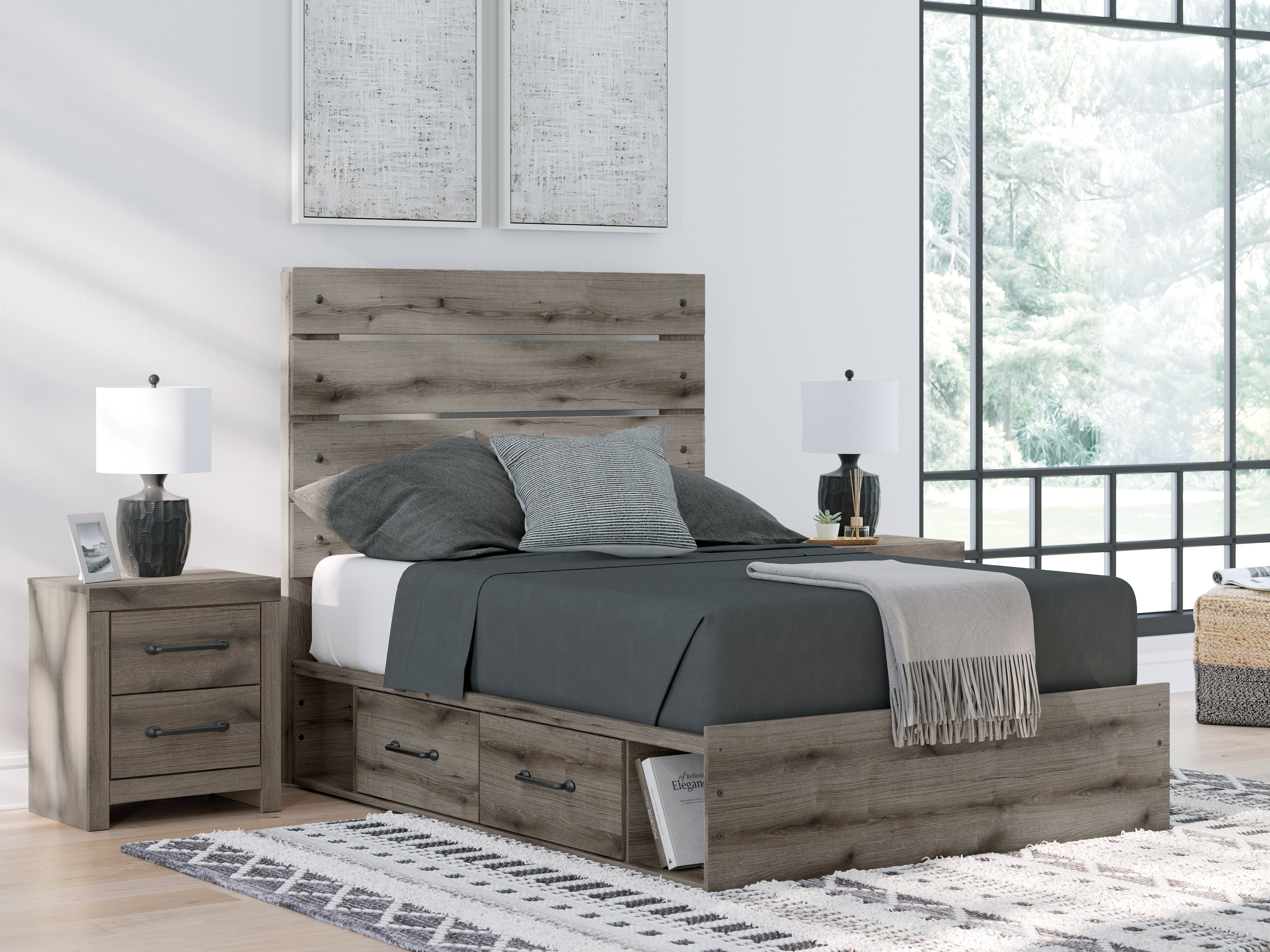 Tampa Furniture Outlet Lutz - Ashley Furniture - Graystorm Bedroom - Full Panel Storage Bed / Brown Gray - PCB2405B16