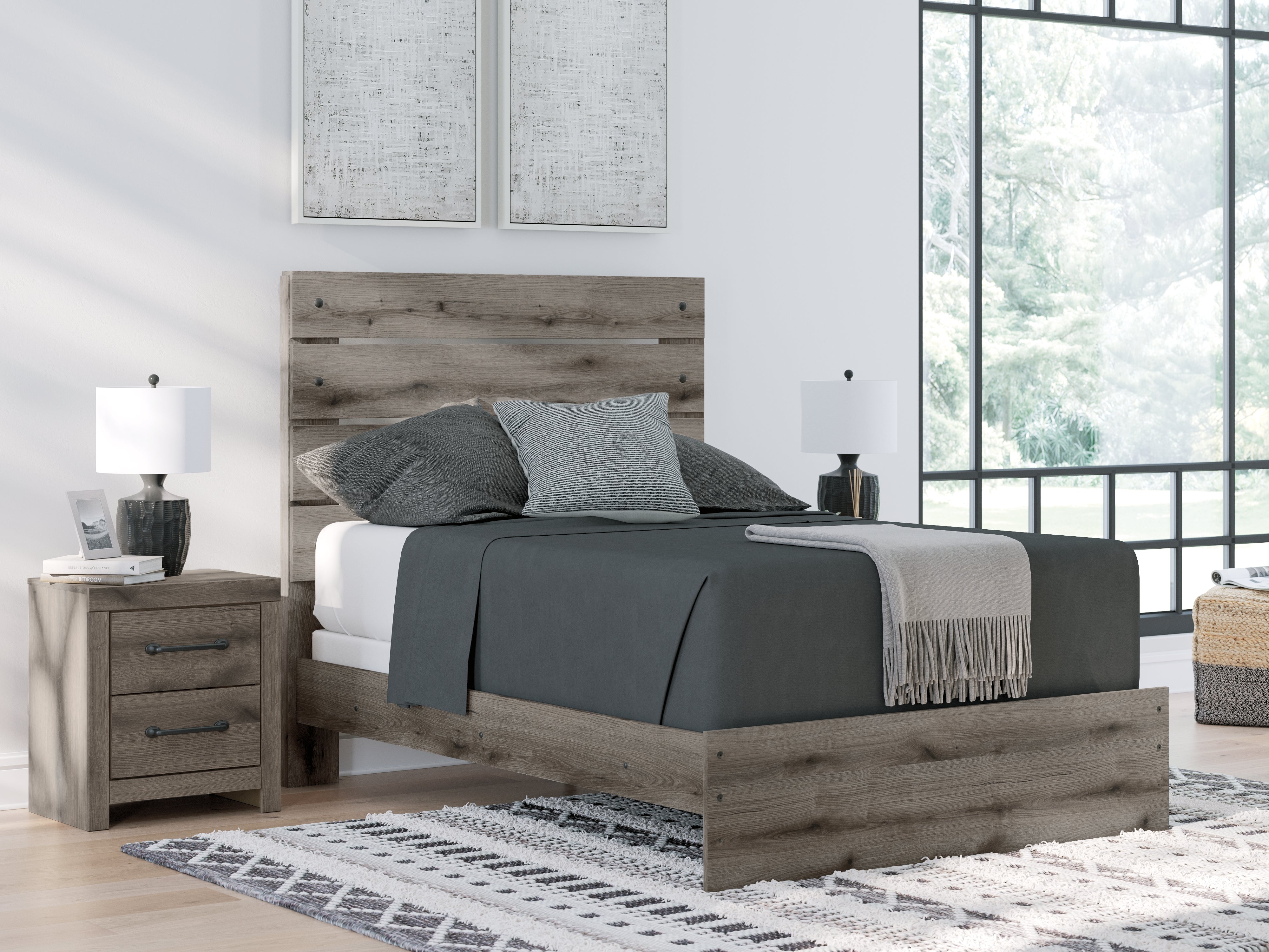 Tampa Furniture Outlet Lutz - Ashley Furniture - Graystorm Bedroom - Full Panel Bed / Brown Gray - PCB2405B13