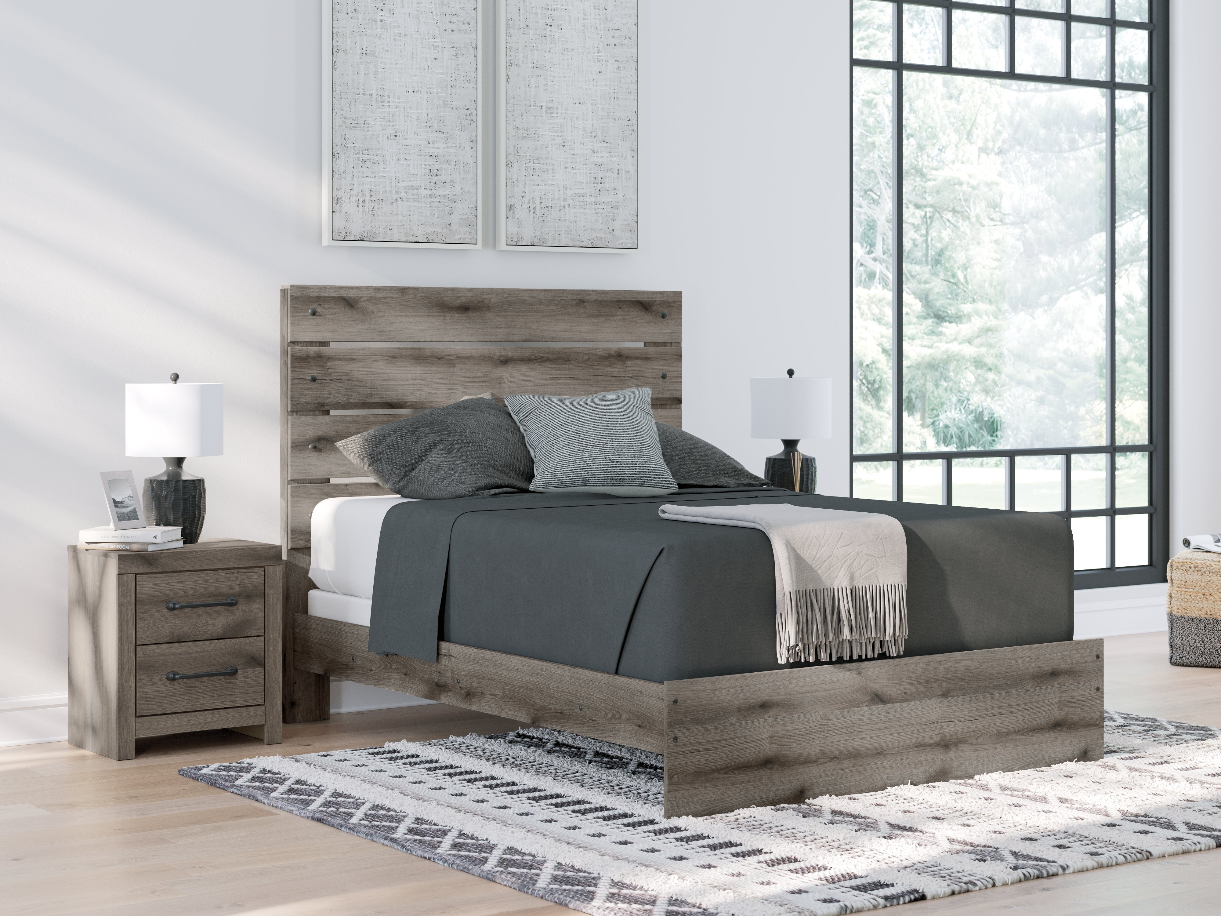 Tampa Furniture Outlet Lutz - Ashley Furniture - Graystorm Bedroom - Queen Panel Bed / Brown Gray - PCB2405B2