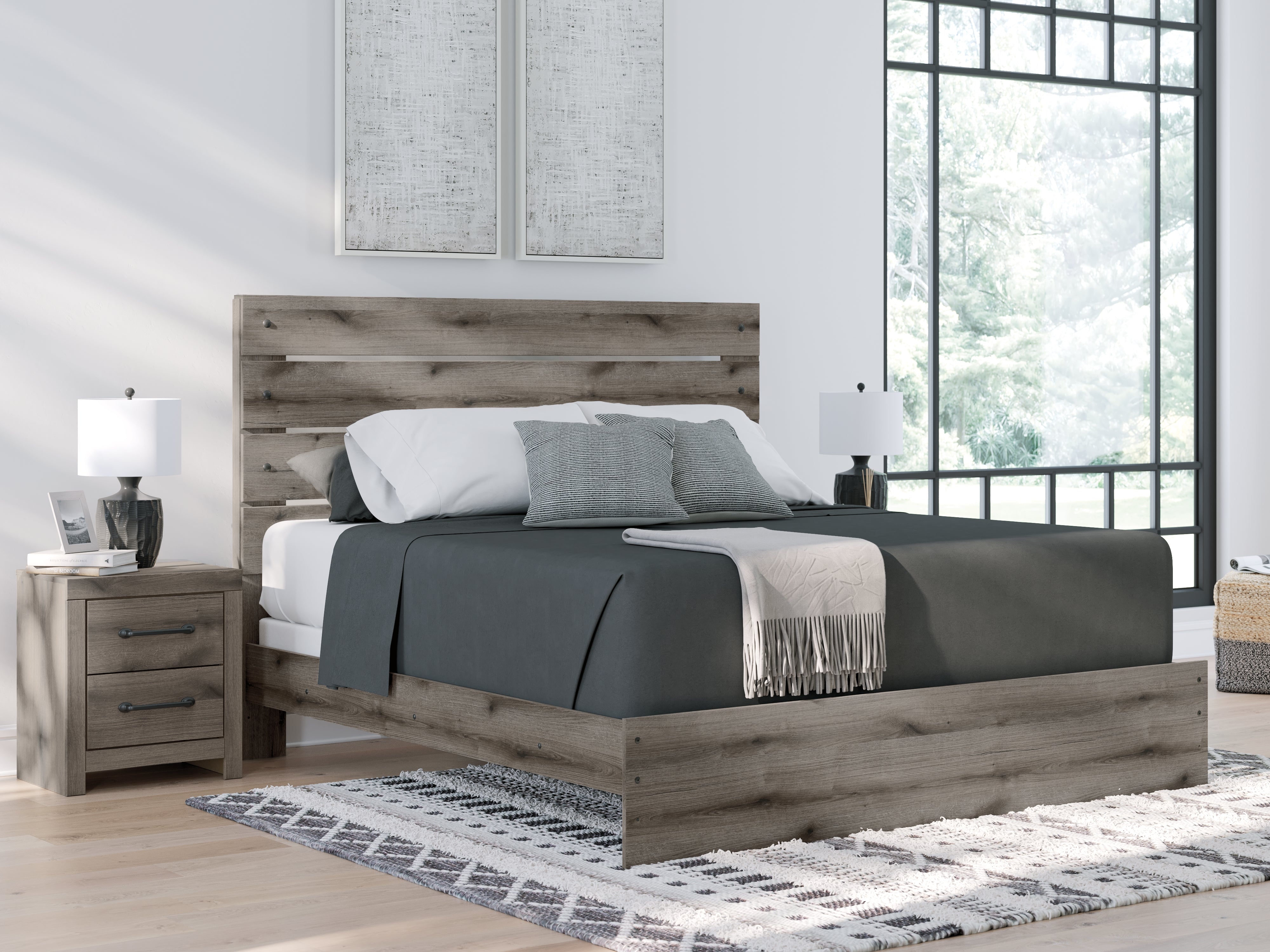 Tampa Furniture Outlet Lutz - Ashley Furniture - Graystorm Bedroom - King Panel Bed / Brown Gray - PCB2405B8