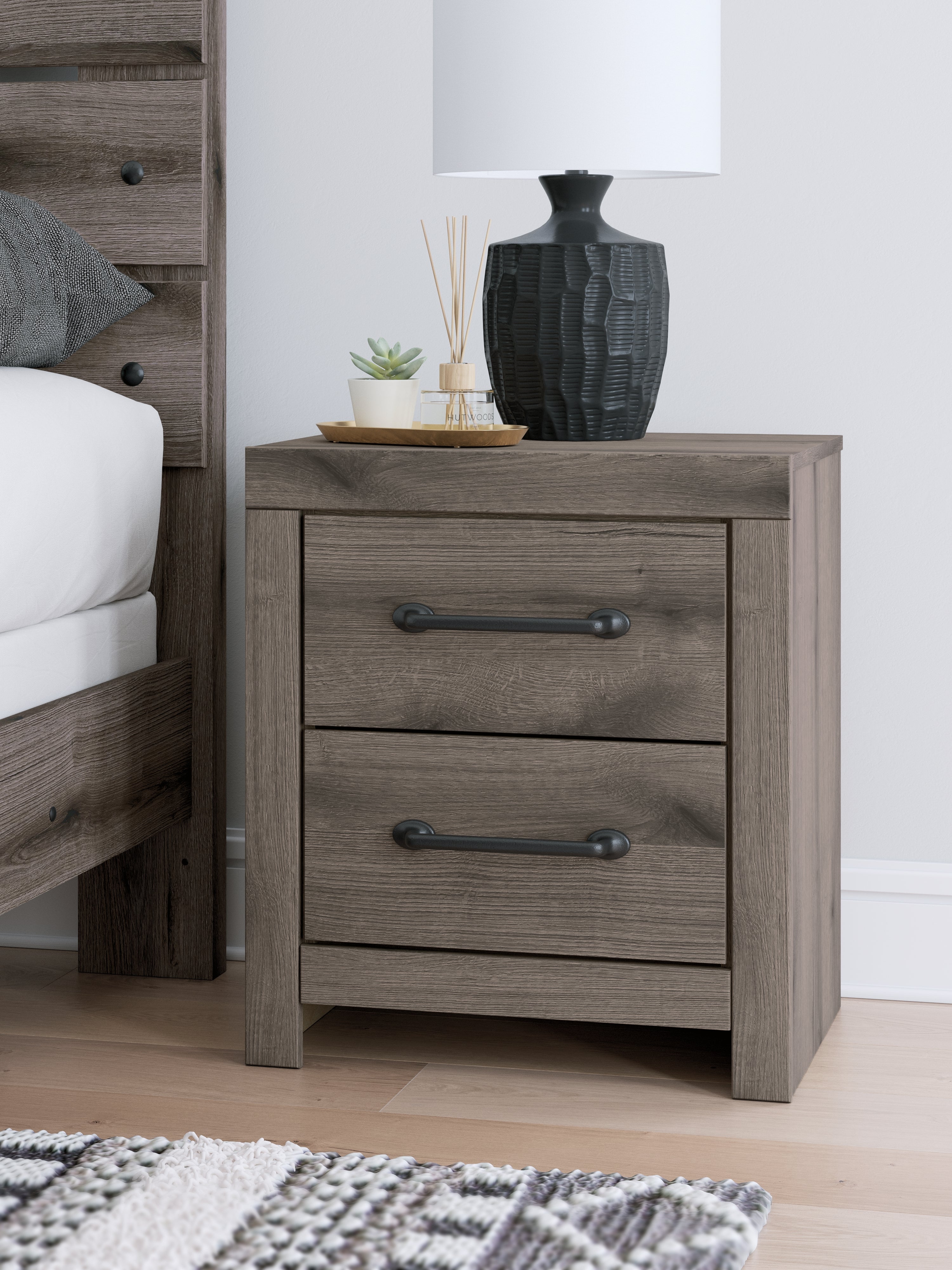 Tampa Furniture Outlet Lutz - Ashley Furniture - Graystorm Bedroom - Two Drawer Night Stand / Brown Gray - PCB2405-92